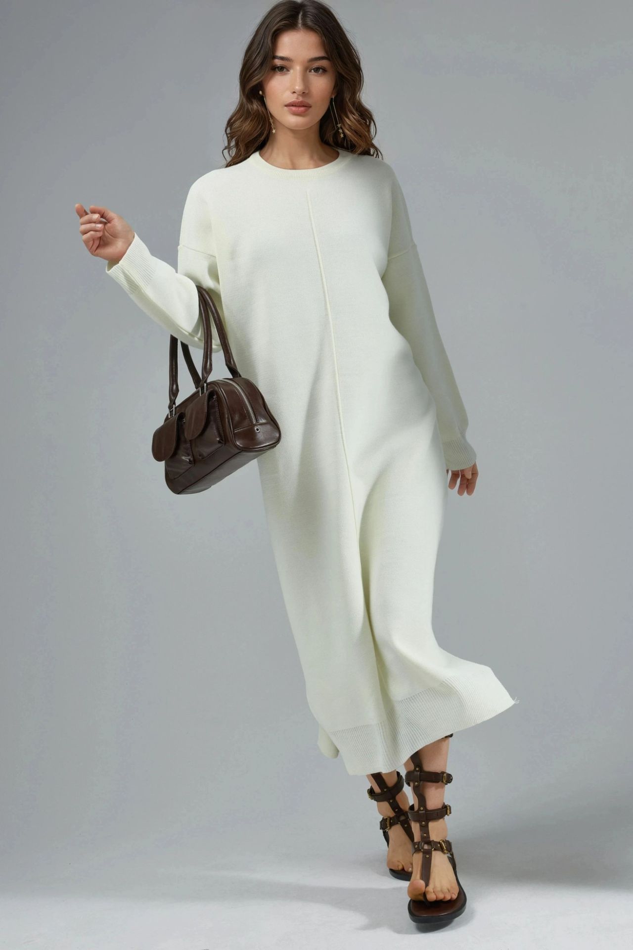 MY FASHION Yırtmaç Detaylı Uzun Triko Elbise 5