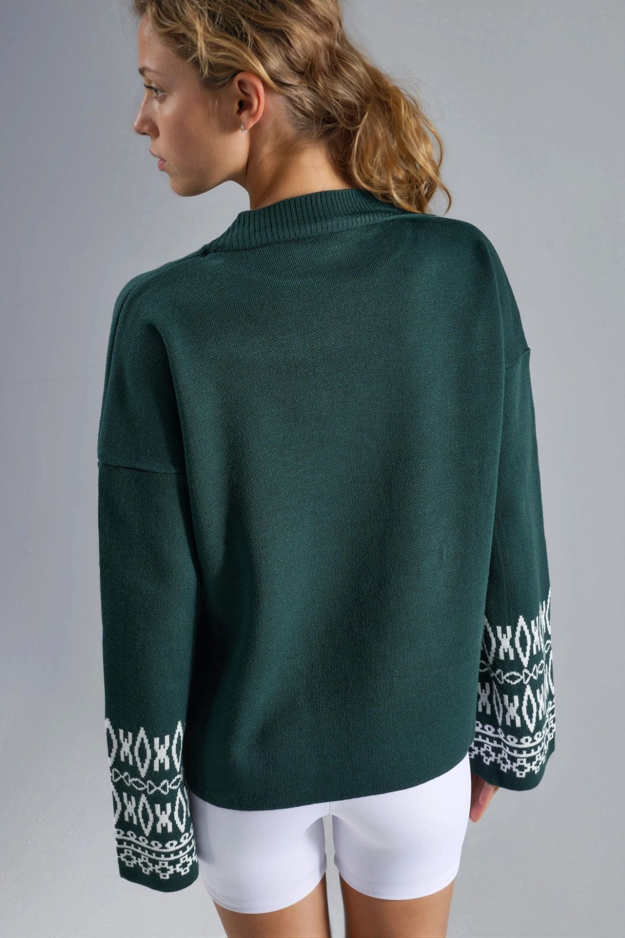 MY FASHION Crew Neck Jacquard Knit Sweater 3