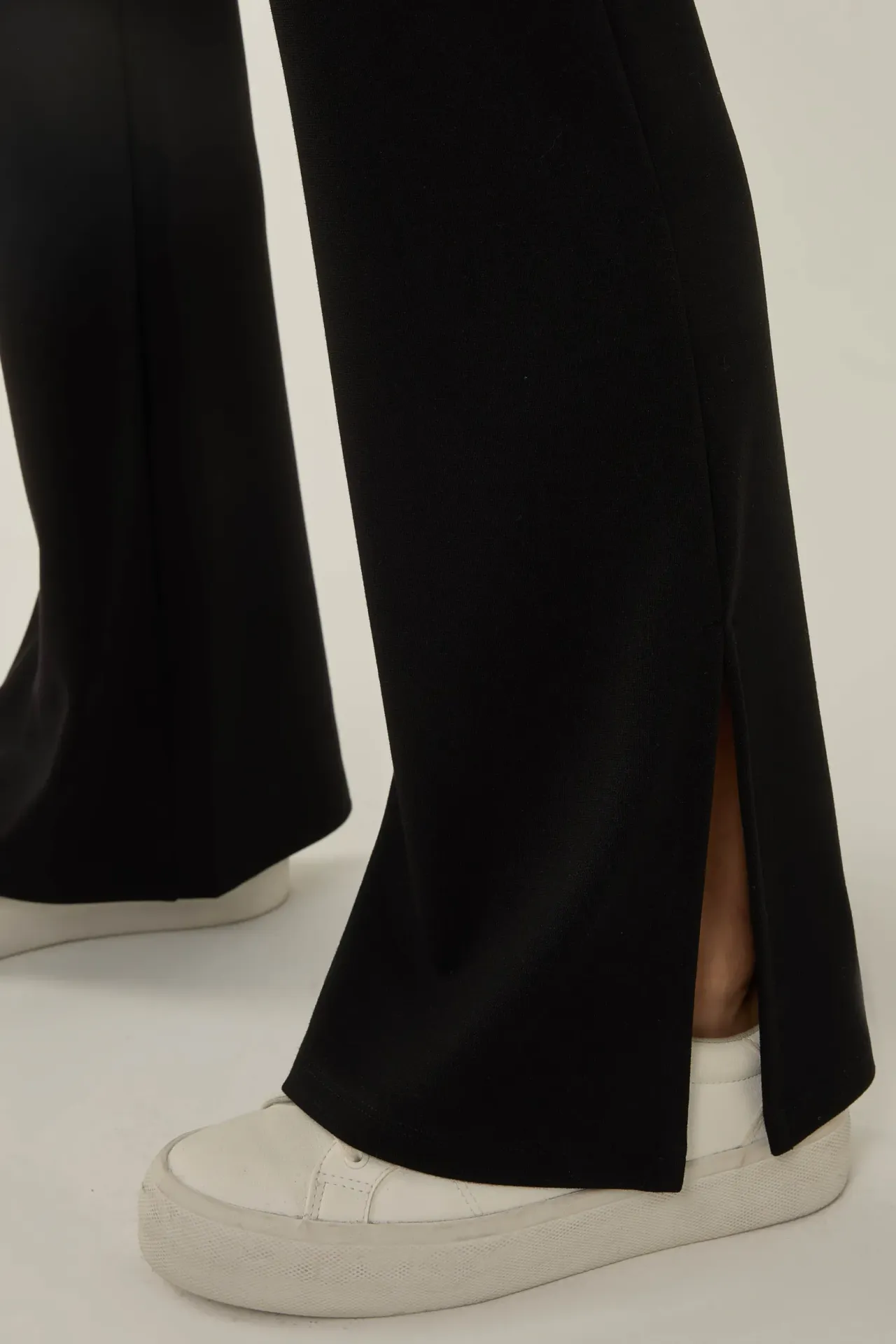 High Waist Flare Leg Pants with Slit