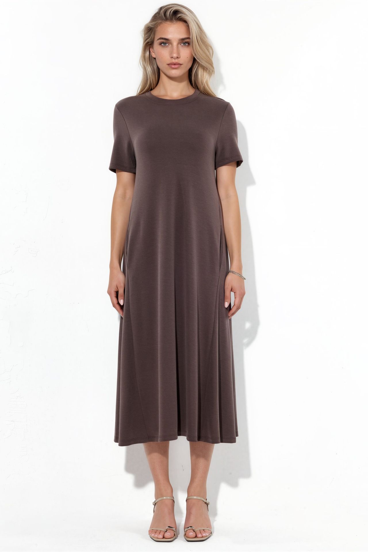 BUSEM Straight Midi Jersey T-Shirt Dress 5