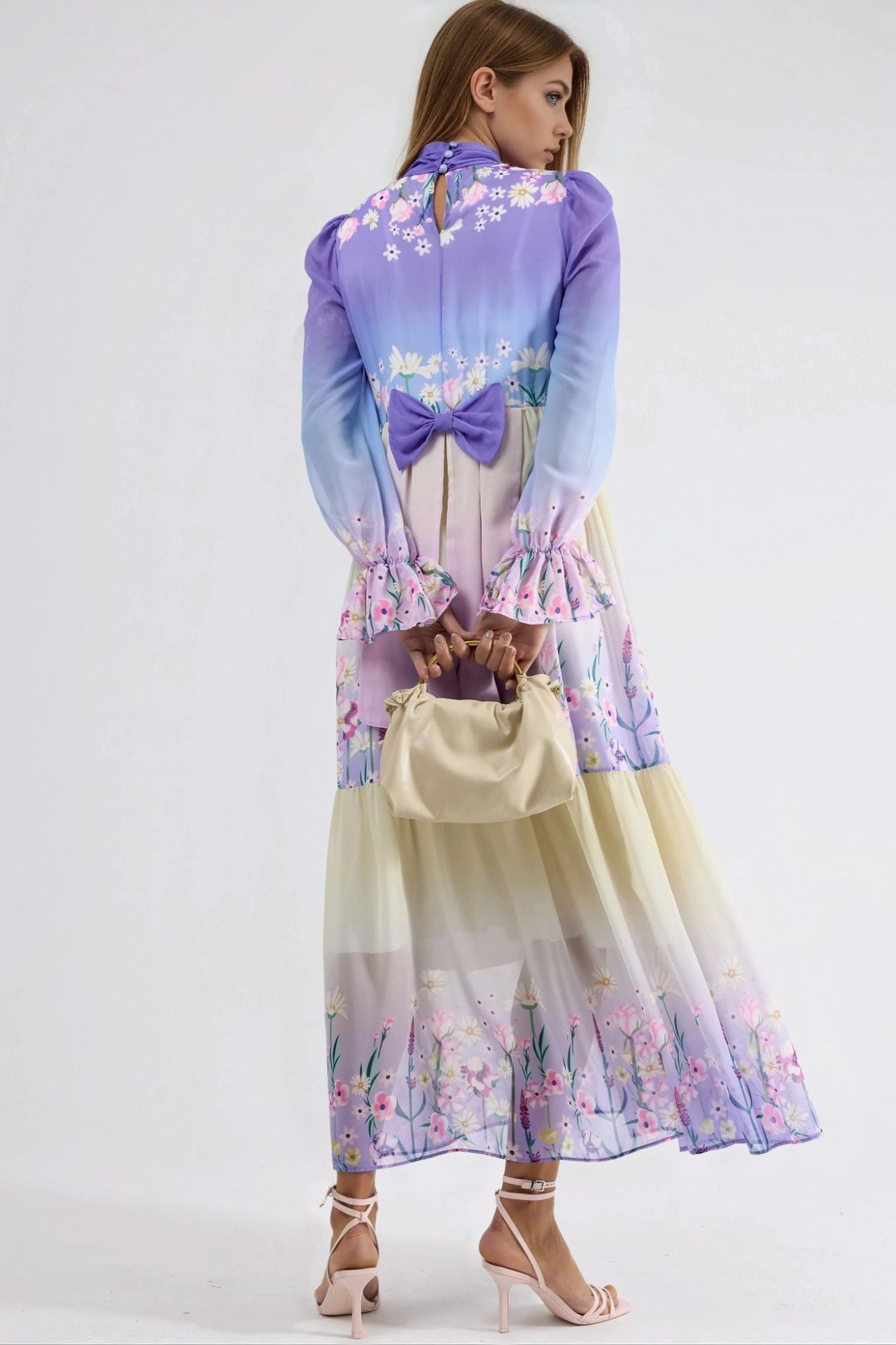 MSN Floral chiffon turtleneck maxi dress 2