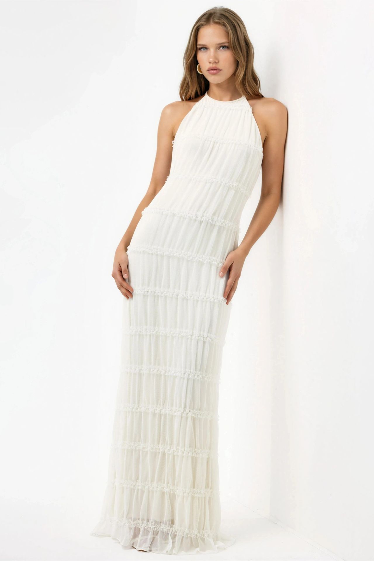 Halter Neck Textured Maxi Dress 5
