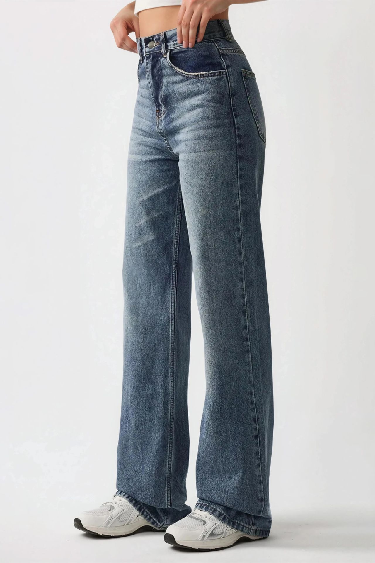 Normal Waist Straight Leg Denim Jeans 1