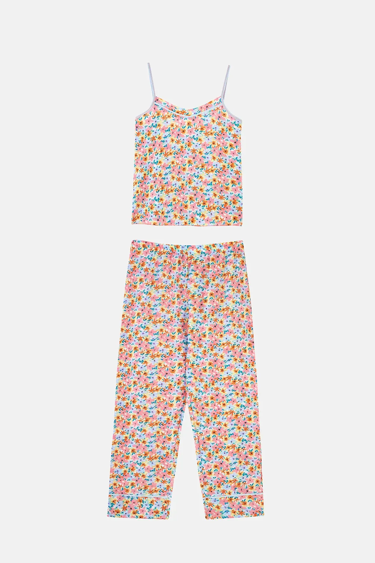 Floral Print Mid-Rise Straight-Leg Pajama Set