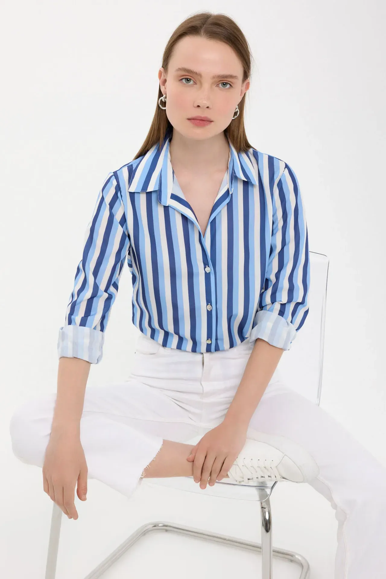 Striped Long Sleeve Woven Shirt