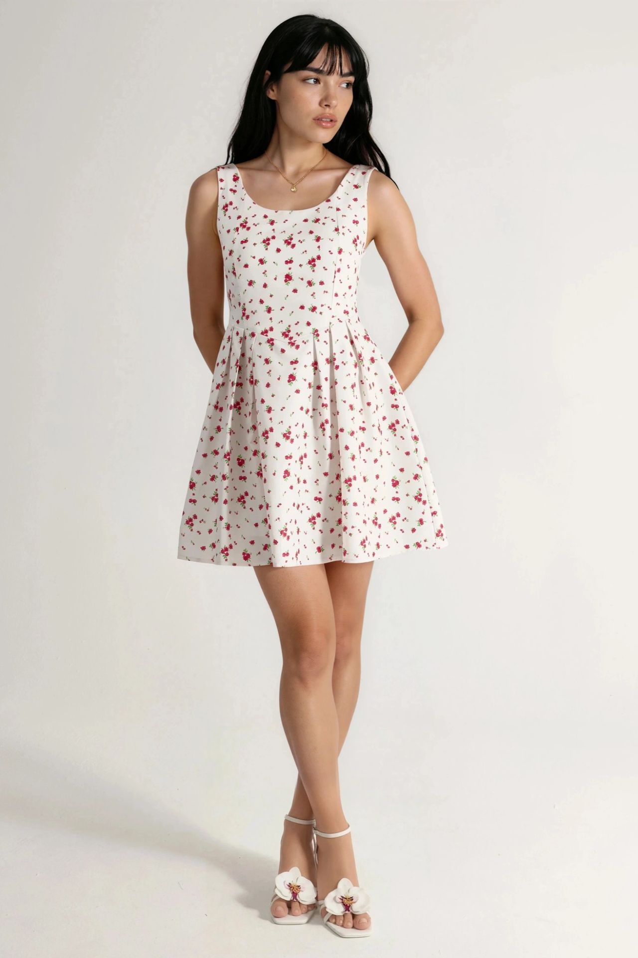 BUSEM Floral U Collar Mini Skater Dress 5