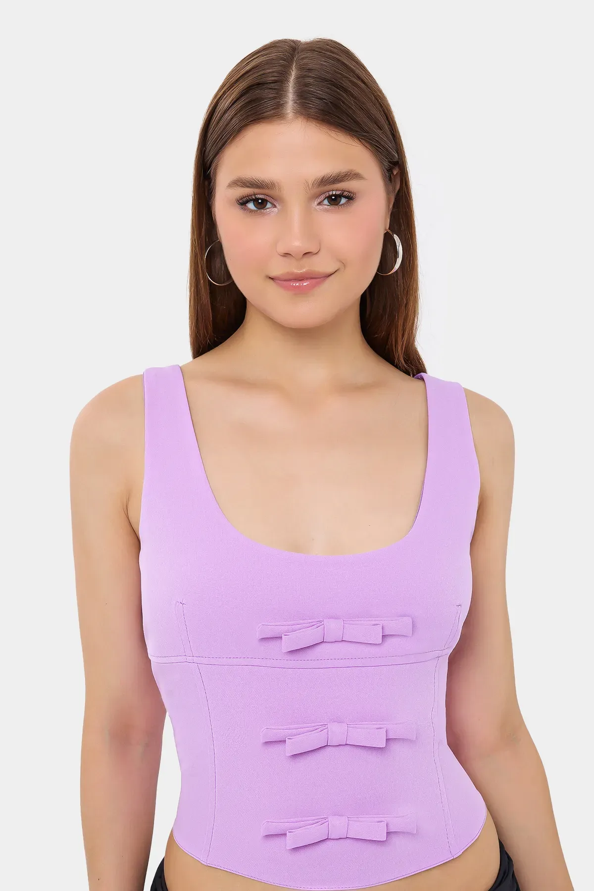 Sleeveless Bodycon Top with Bow Detail 4
