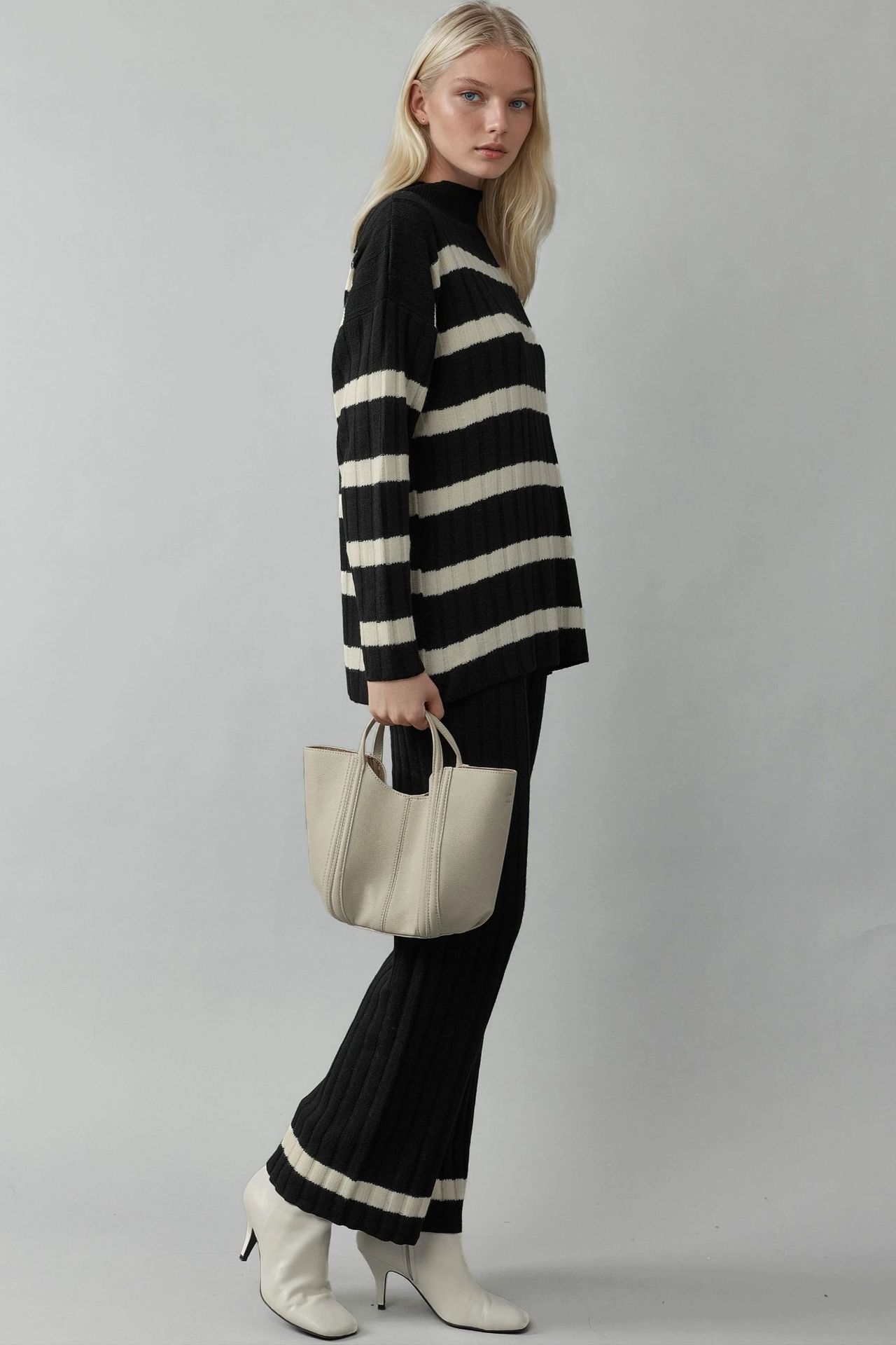 MY FASHION Striped Sweater & Pants Knitwear Co-ord Set 2