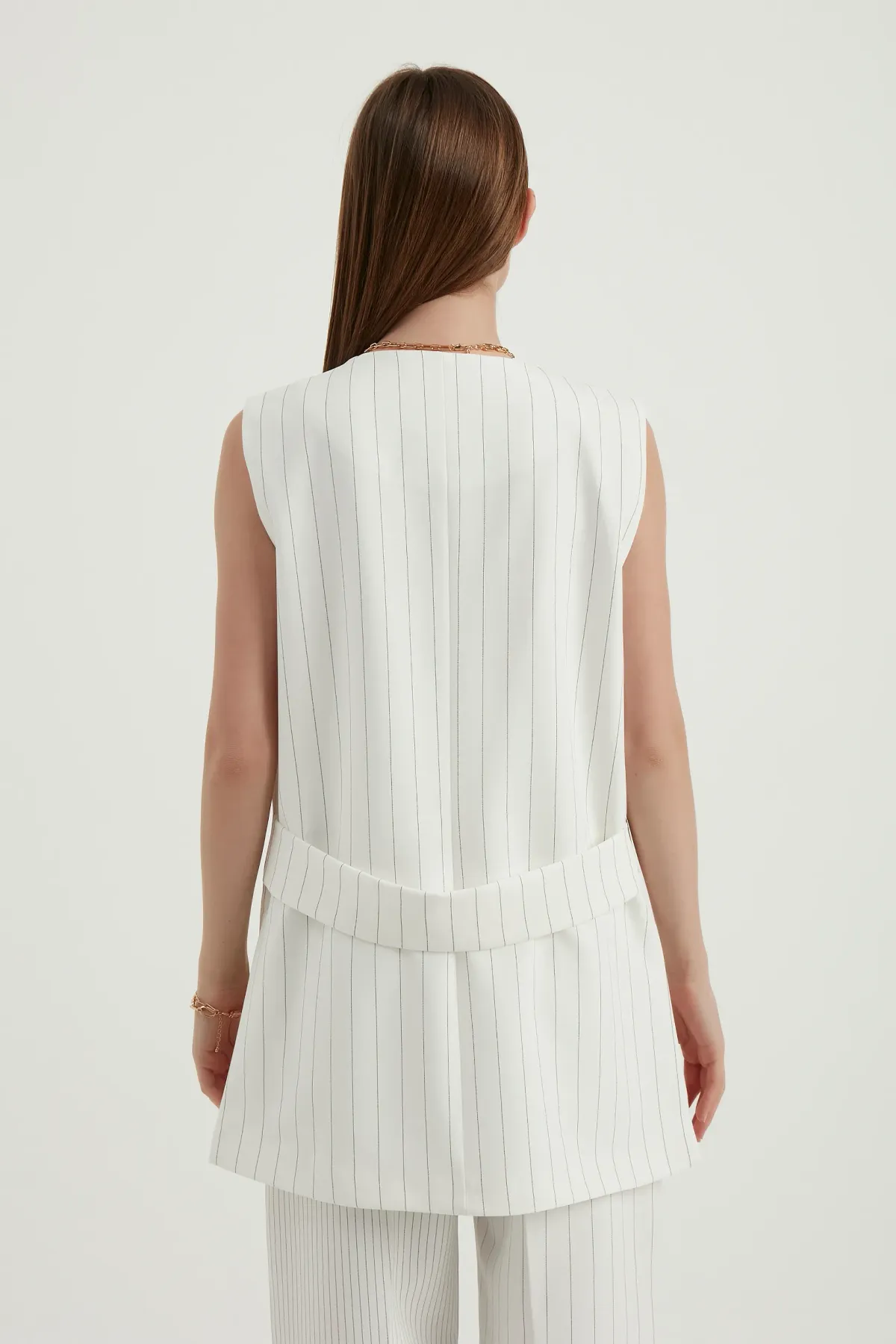 Striped V Neck Waistcoat 5