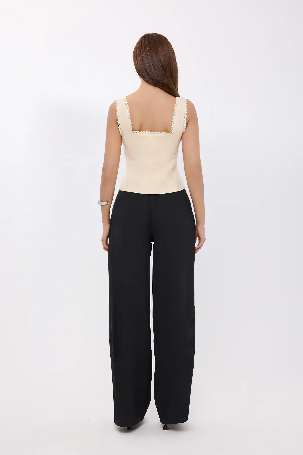 Lace Trim Buttoned Corset Top 4