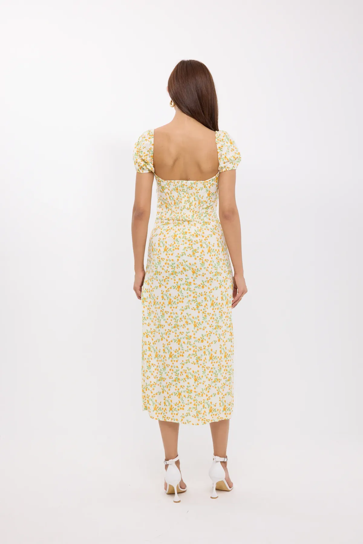 Floral Off Shoulder Side Slit Midi Dress 4
