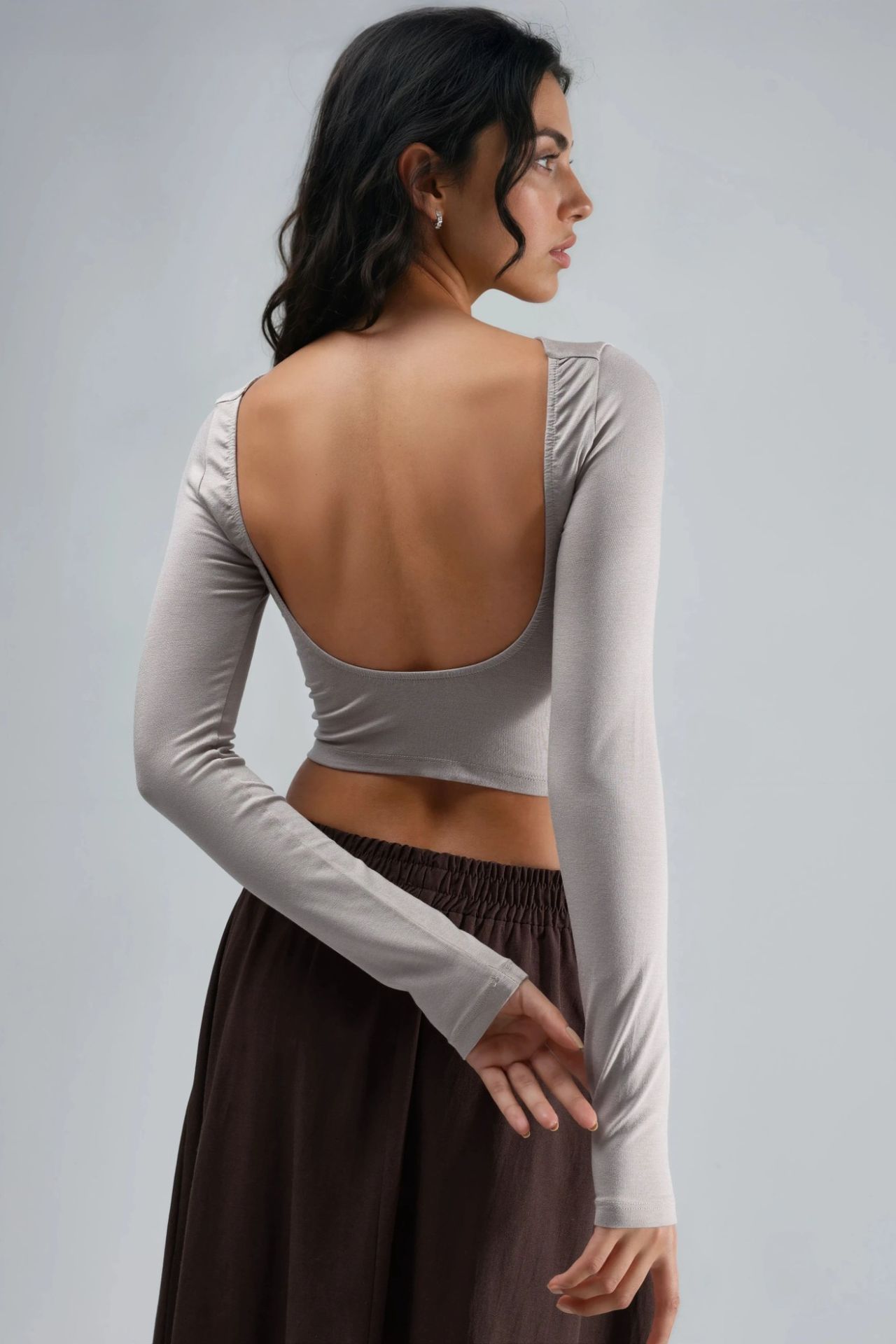 BUSEM Slim Fit Cropped Blouse with Back Cut-Out 4