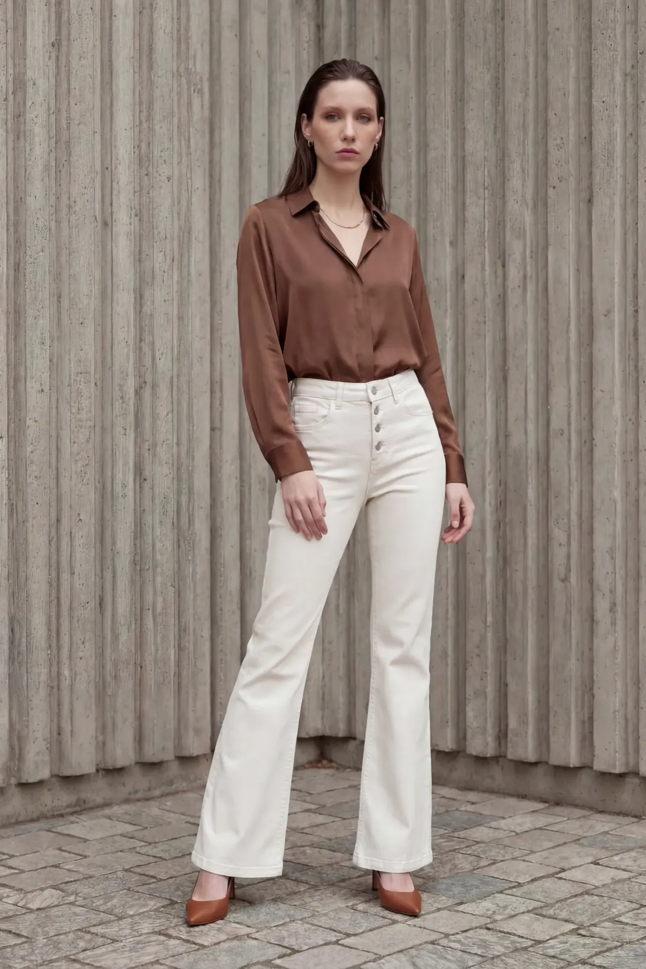 MY FASHION High Waist Flare Leg Denim Pants 1