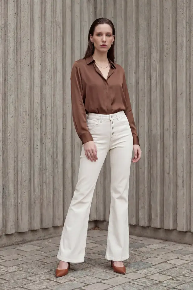 MY FASHION High Waist Flare Leg Denim Pants
