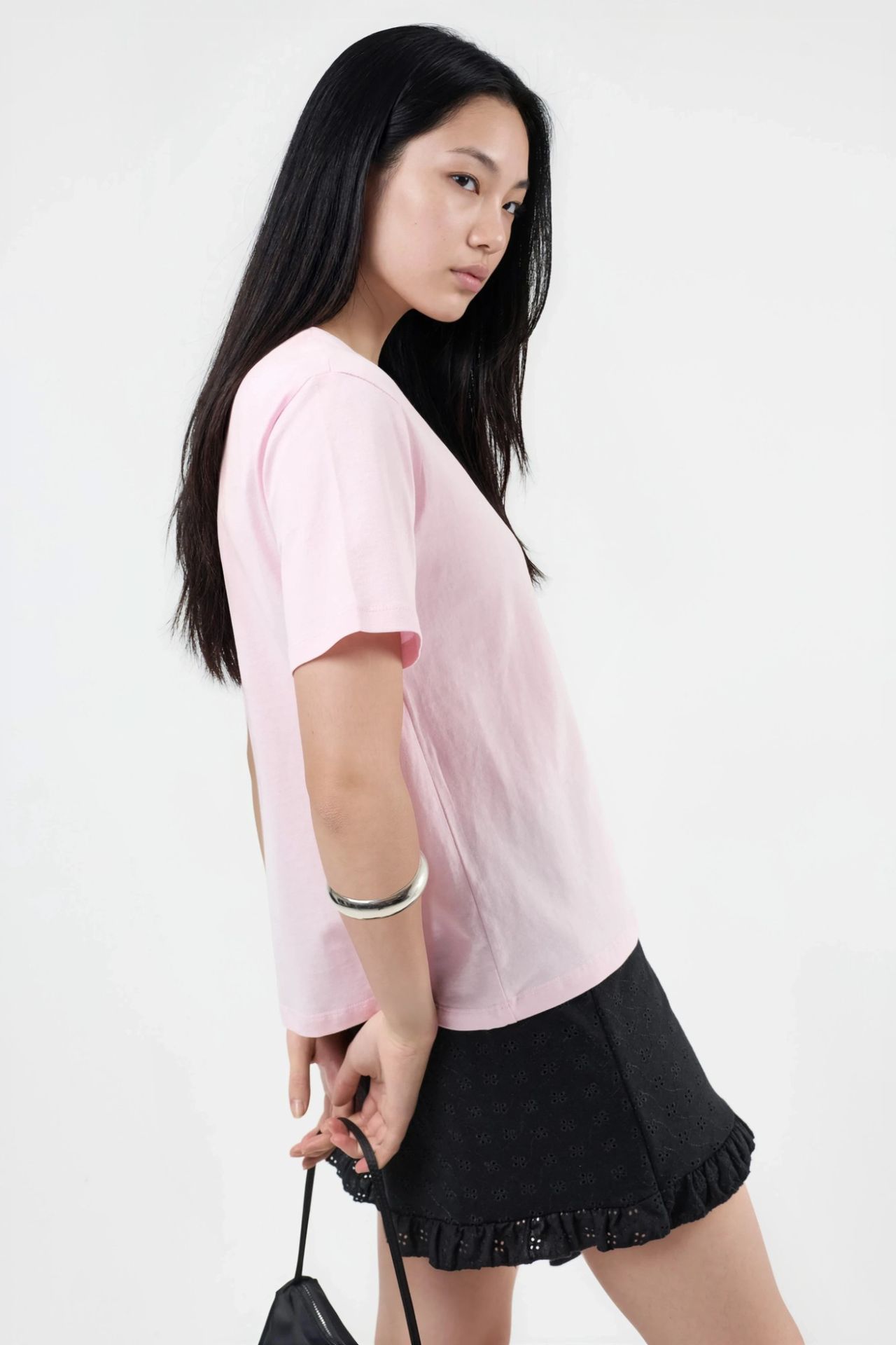 BUSEM V-Neck Solid Knit T-Shirt 2