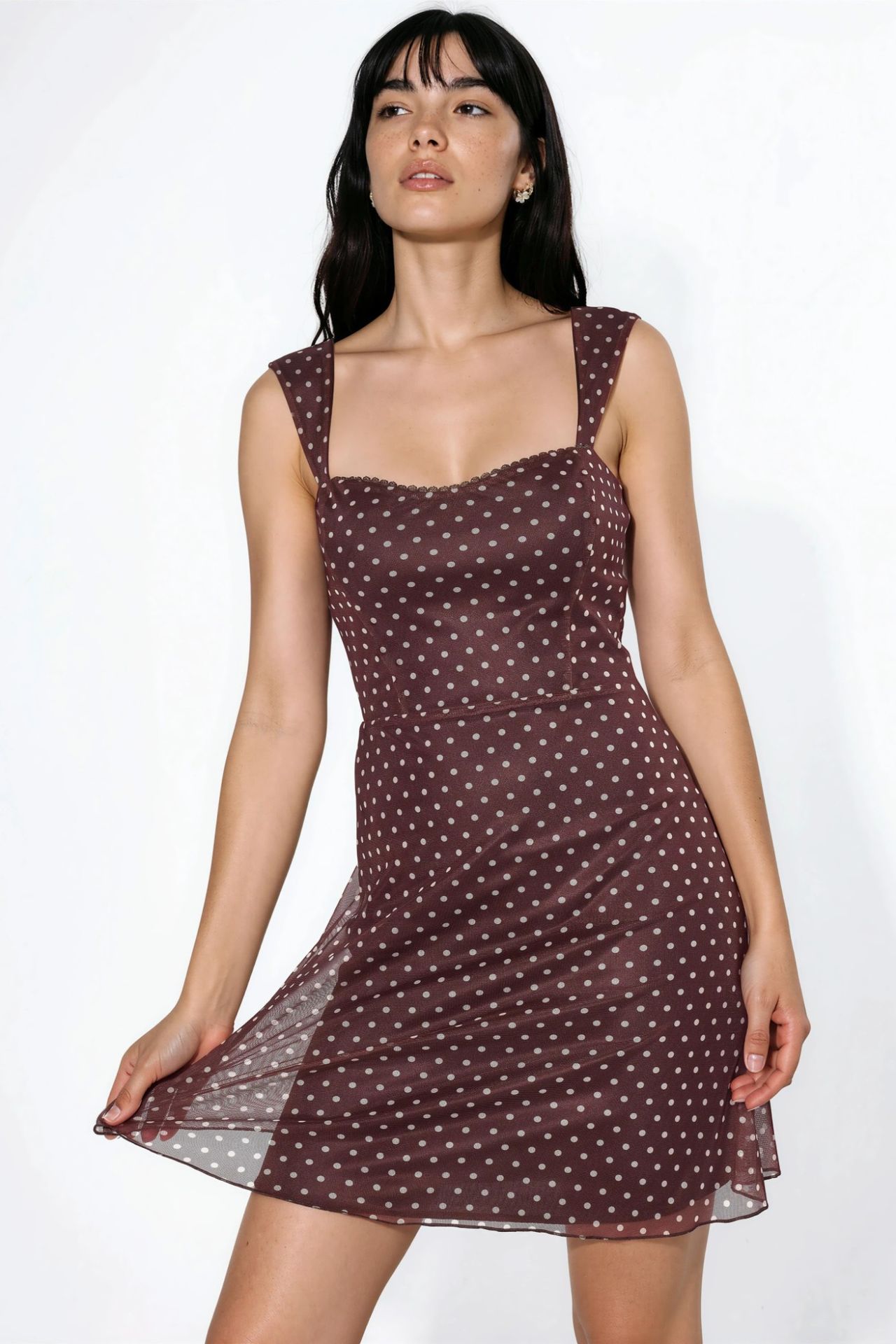 Polka Dot Mini Tulle Dress with Heart Collar 3