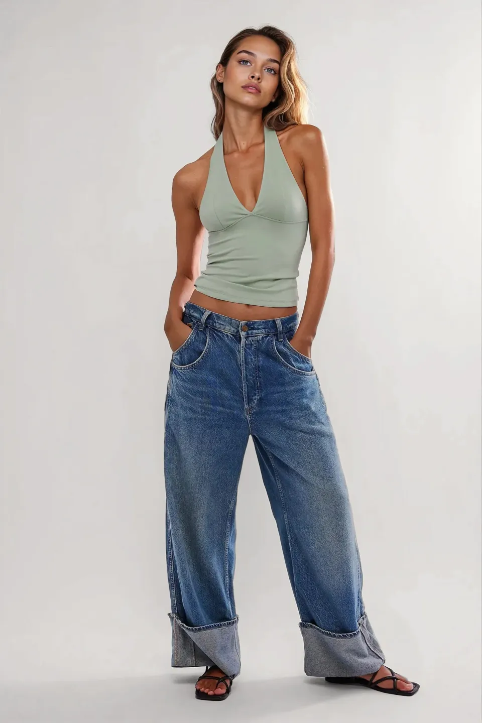 Fitted V-Neck Knitted Top