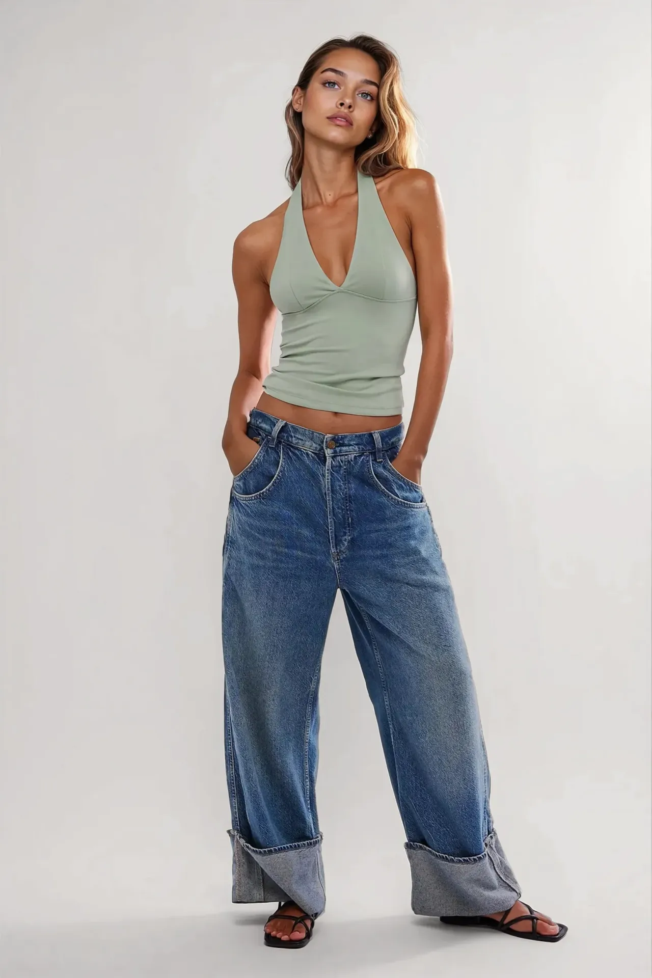 Fitted V-Neck Knitted Top