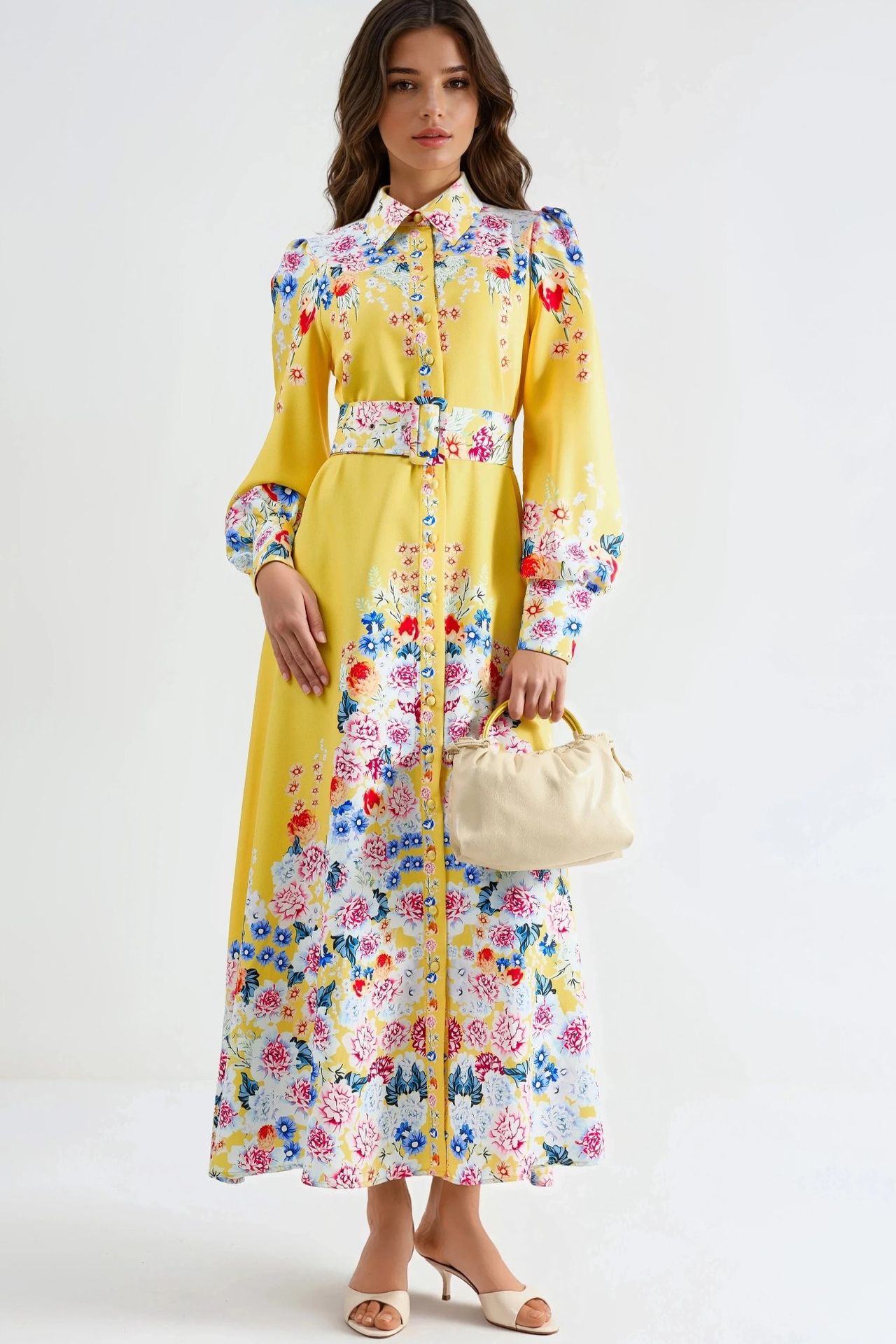 MSN Floral Maxi Dress with Button Closure 1