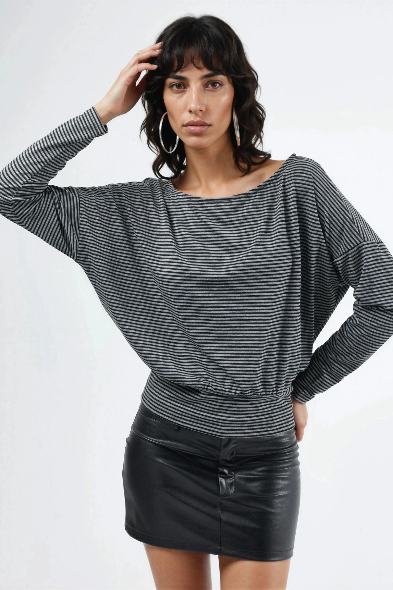 BUSEM Striped Boat Neck Blouse 1