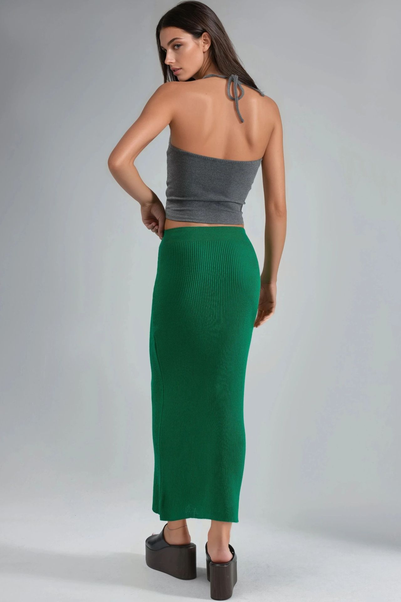 MY FASHION High Waist Ribbed Knit Maxi Skirt 3