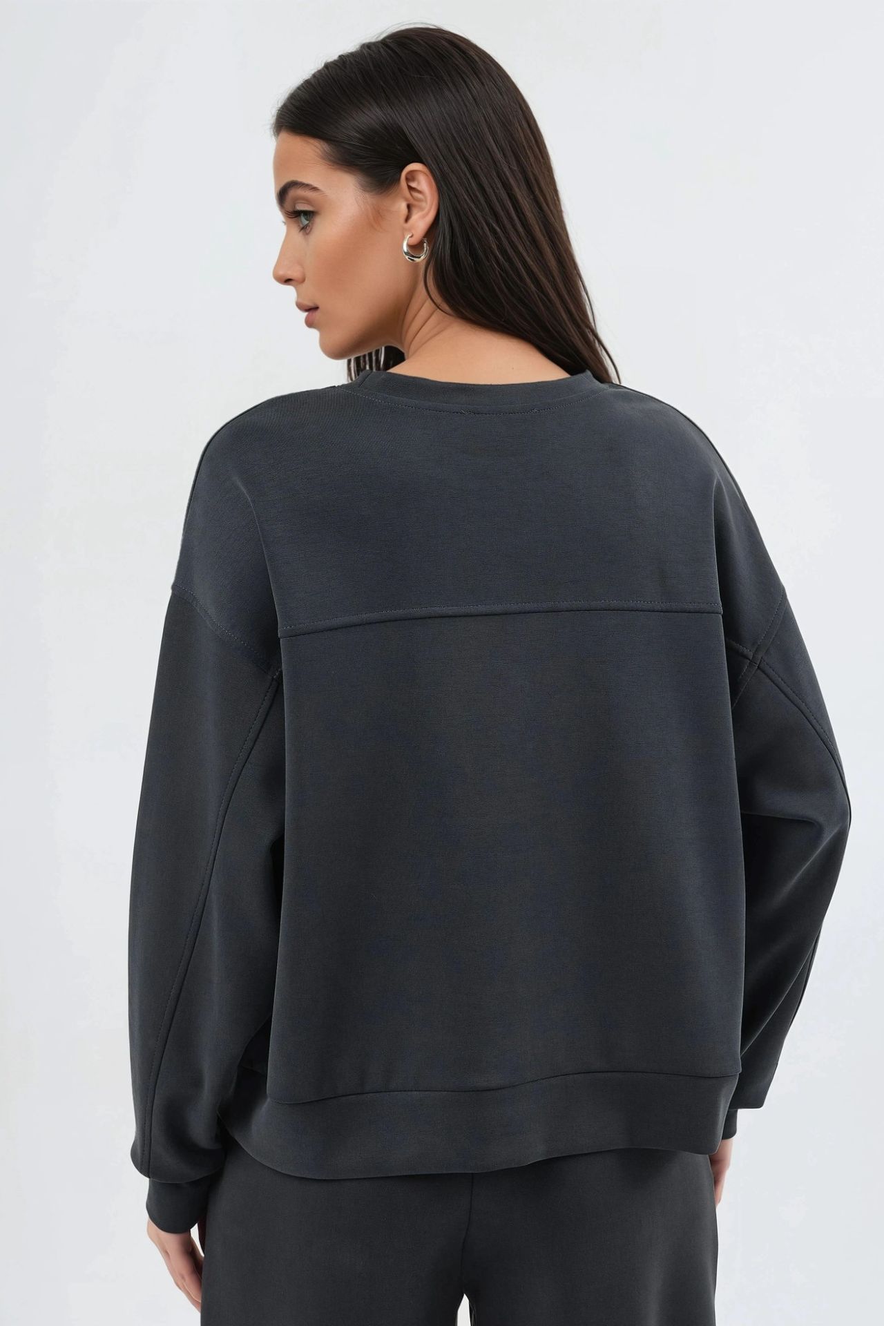 BUSEM Relaxed Fit Crew Neck Modal Sweatshirt