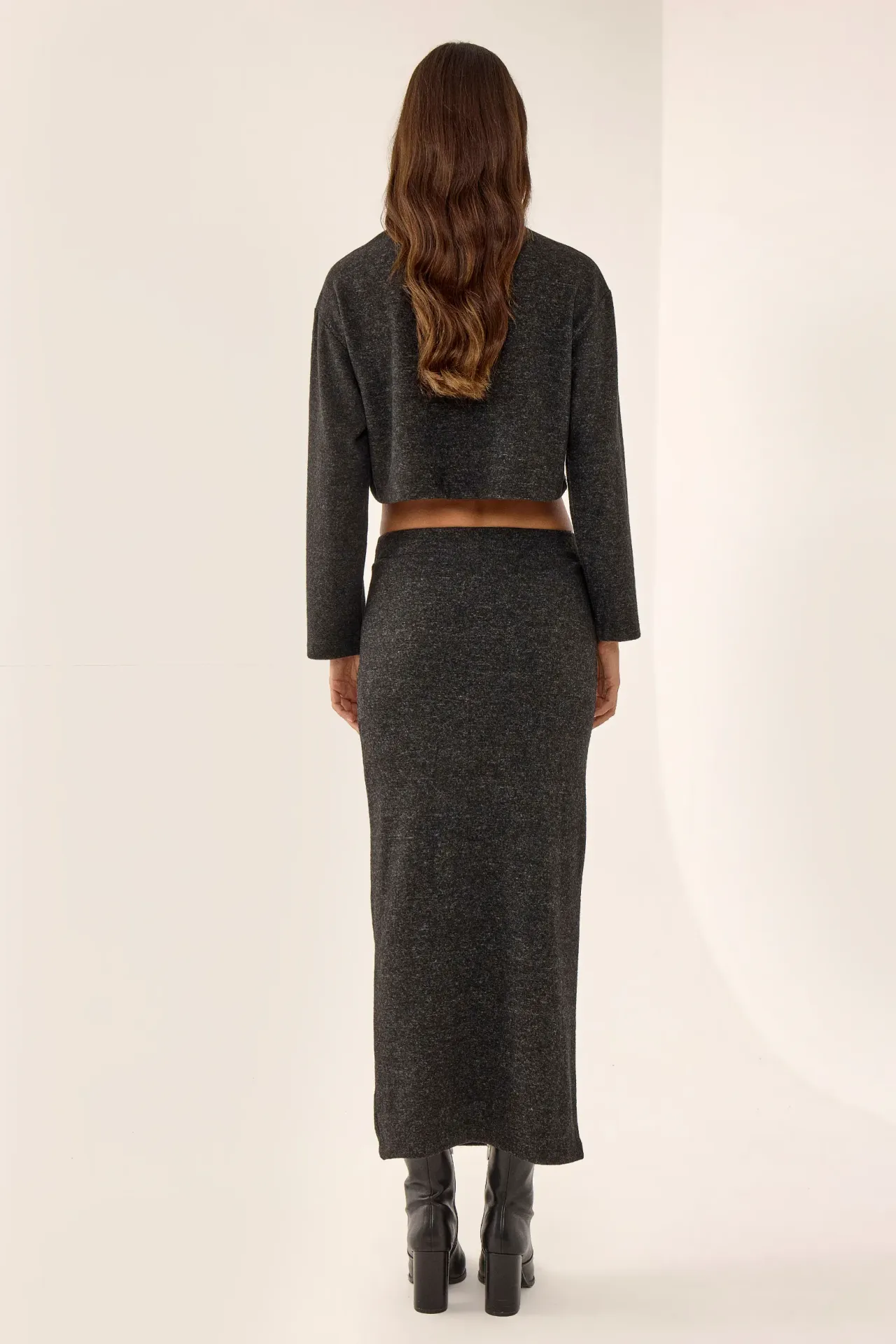 Textured High Waist Maxi Skirt