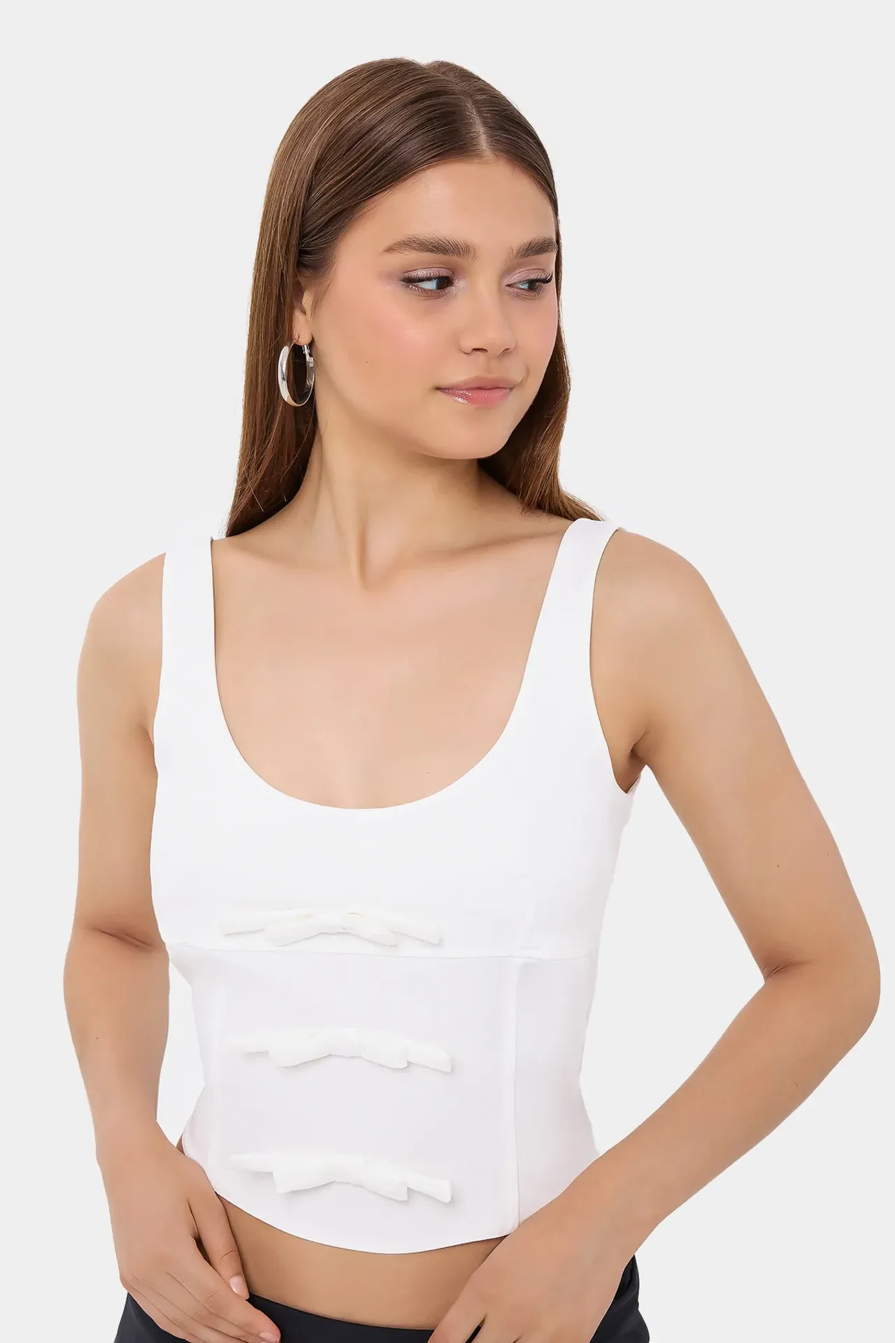 Sleeveless Bodycon Top with Bow Detail