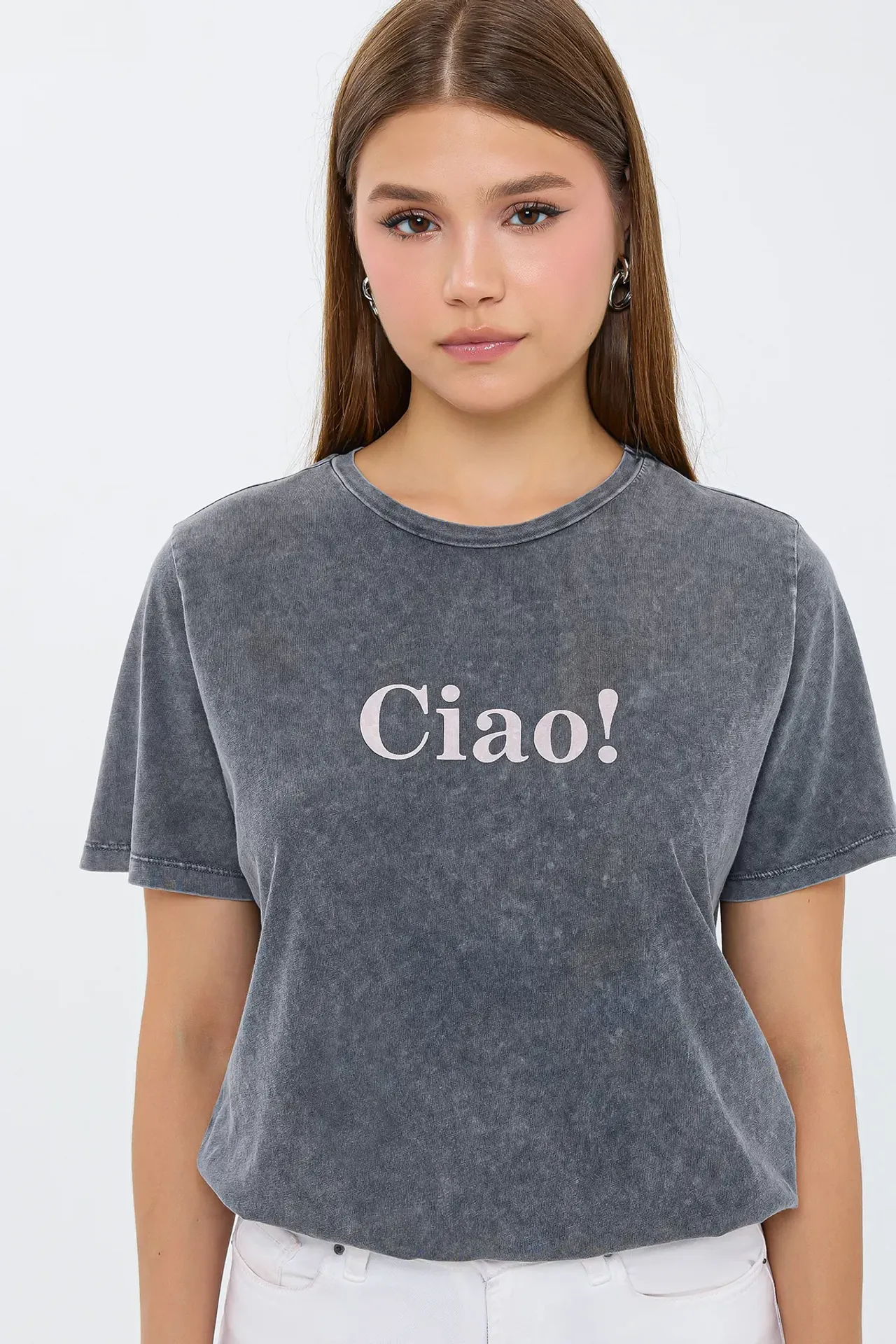 Relaxed Fit Acid-Washed Cotton T-Shirt