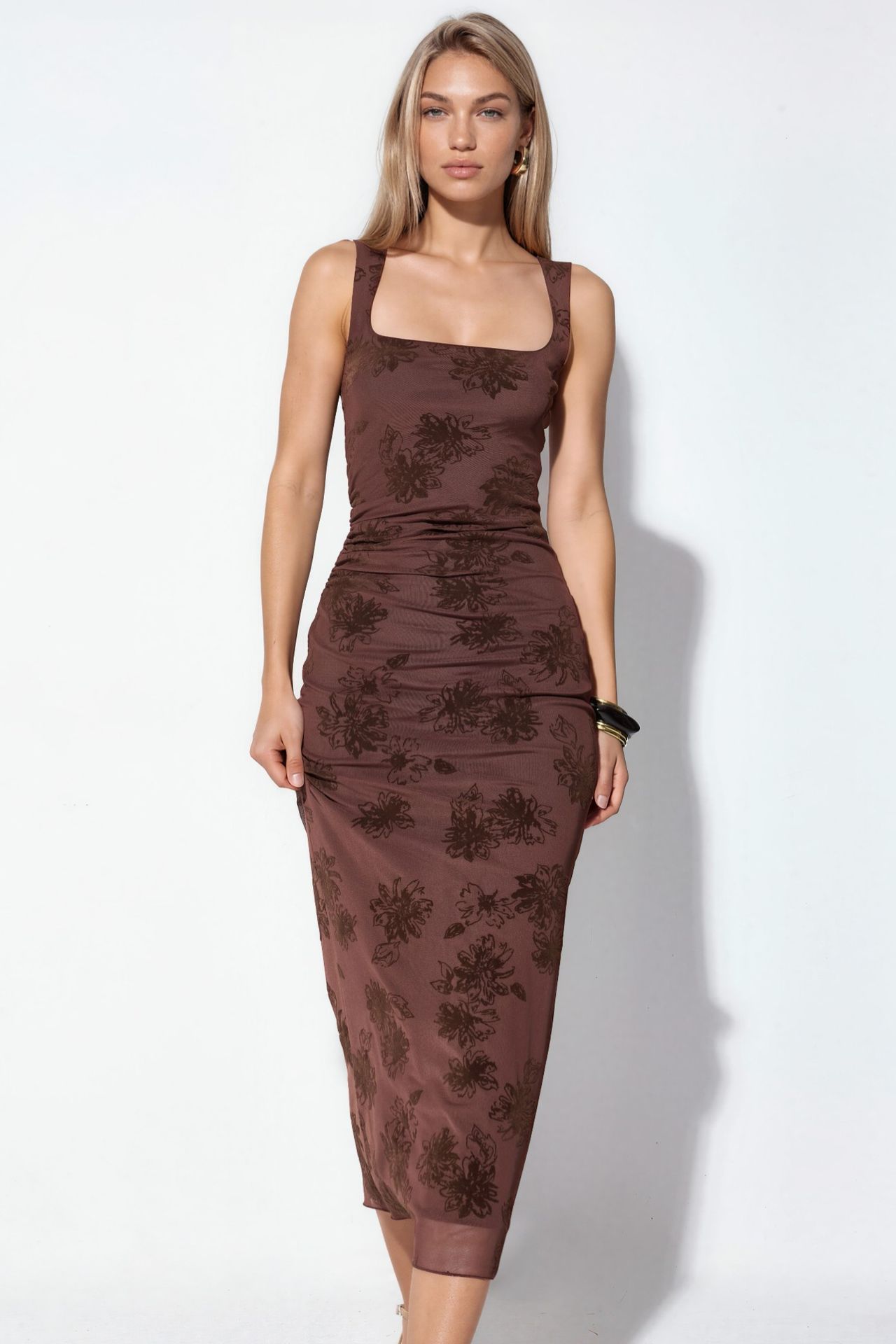 Square Neck Tulle Midi Dress 2