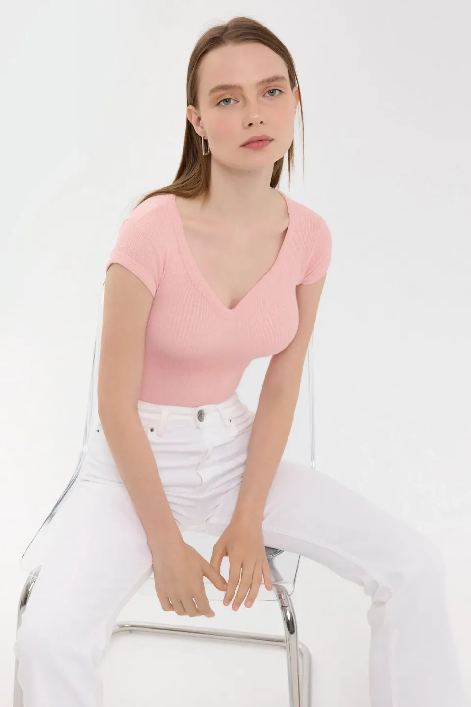 V-Neck Cap Sleeve T-Shirt