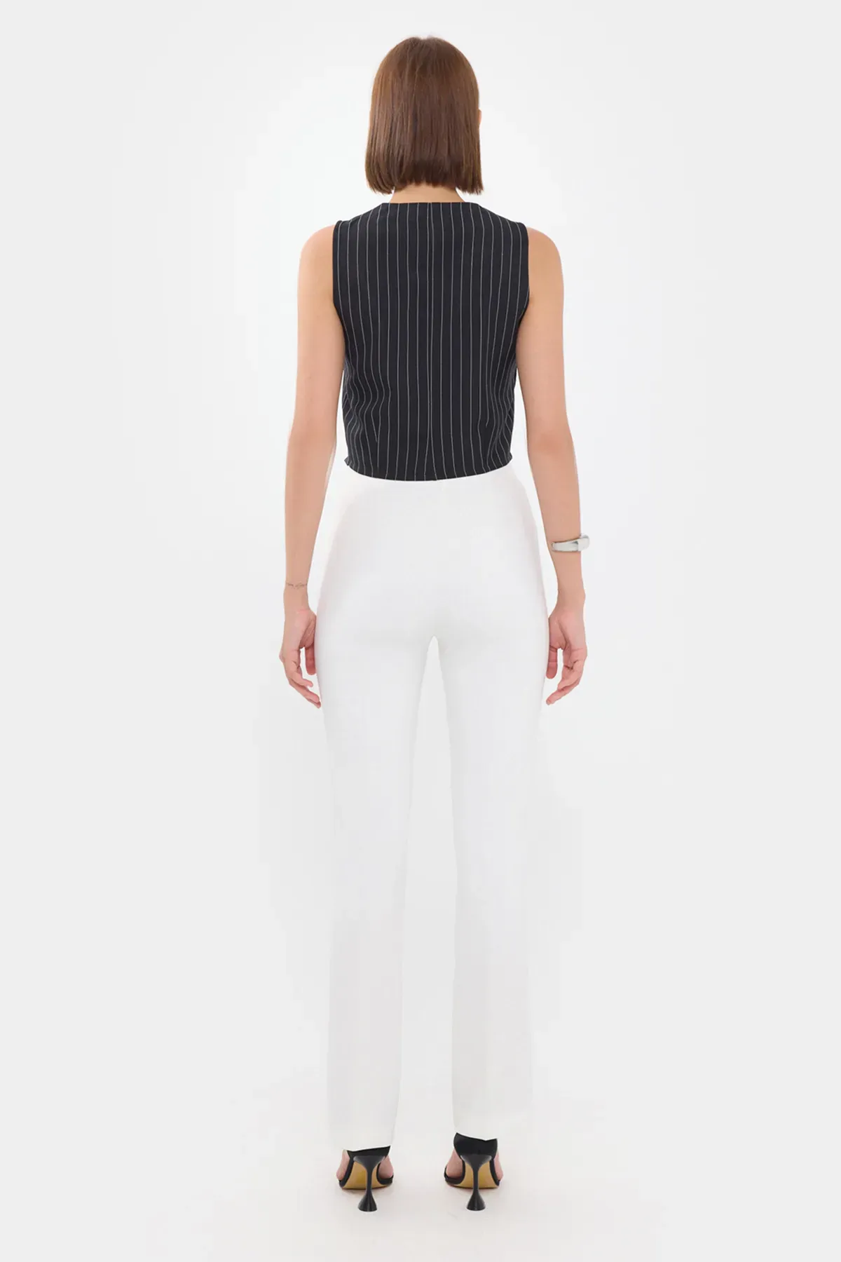 Striped Sleeveless V-Neck Waistcoat 4