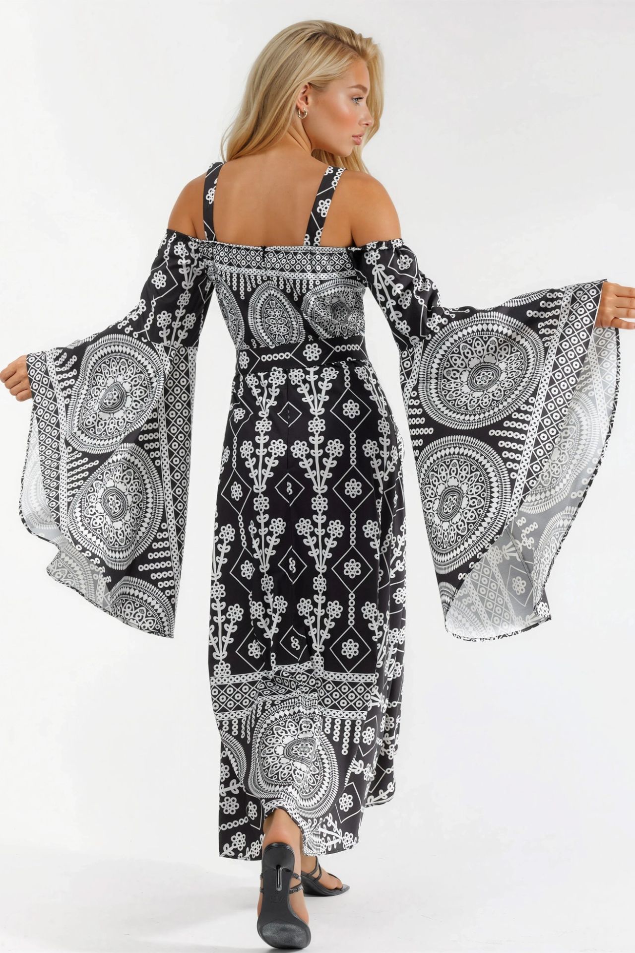 MSN Strapless Geometric Cut Out Maxi Dress 3