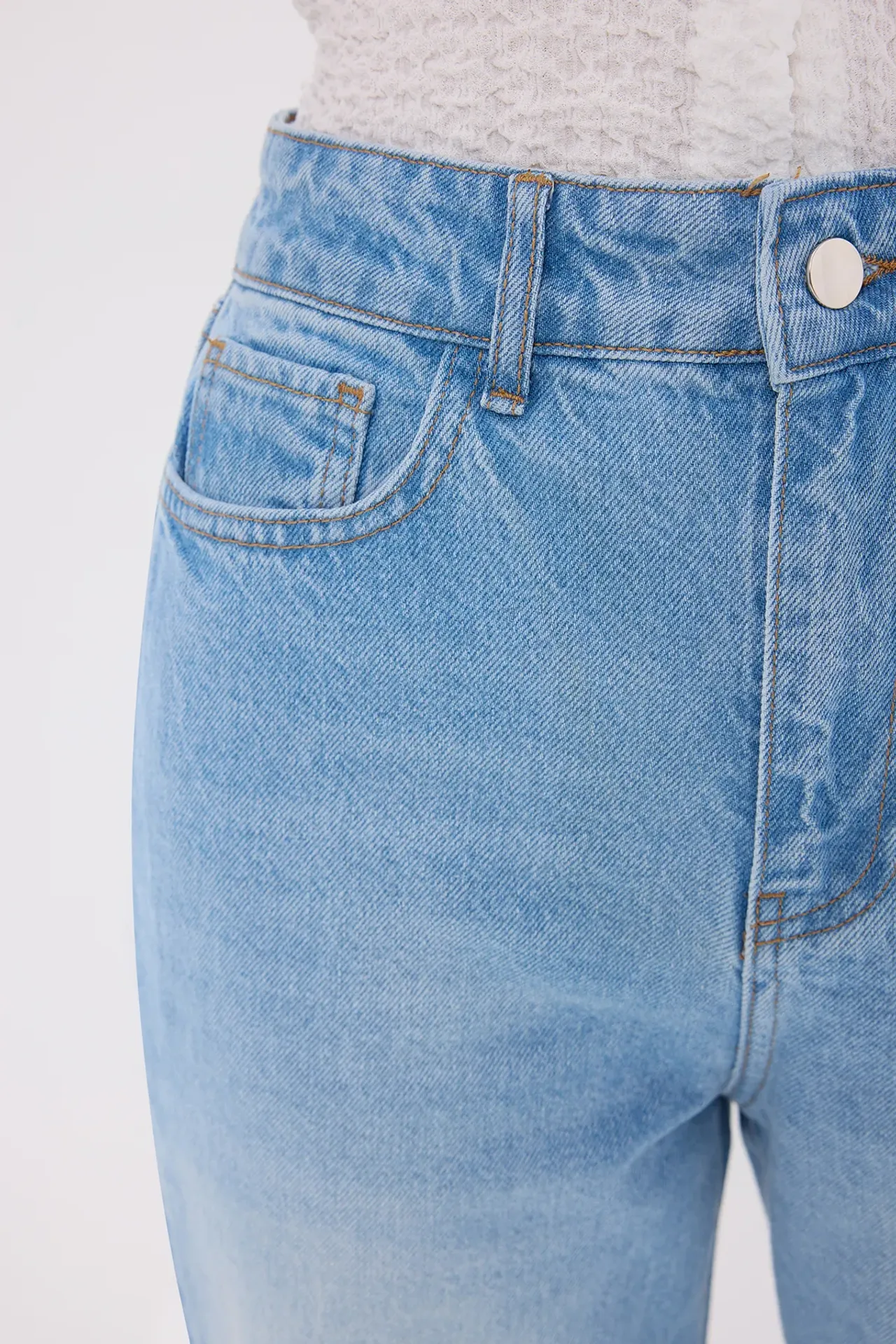 Faded High Waist Straight Leg Jeans