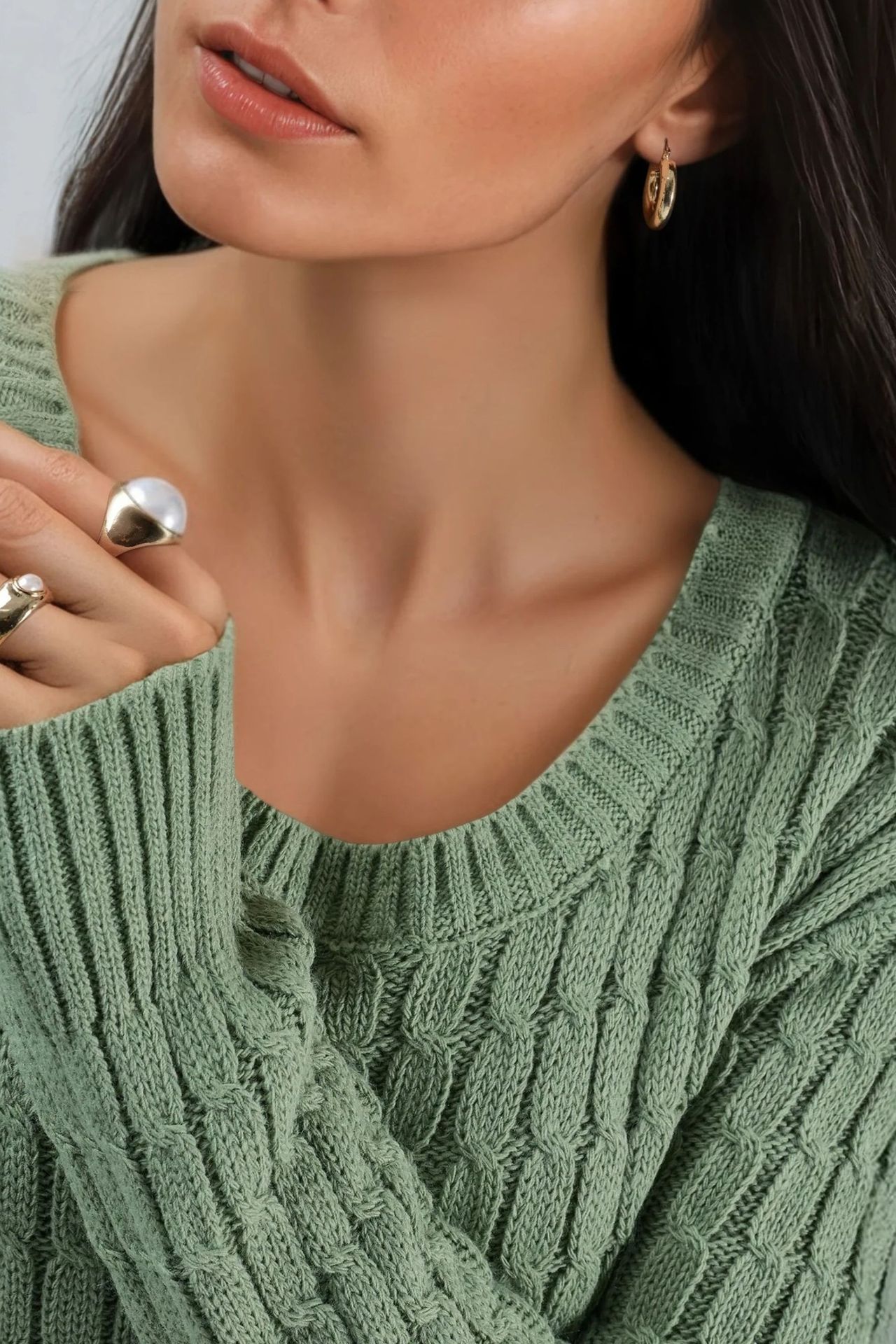 MY FASHION Boat Neck Cable Knit Sweater 6