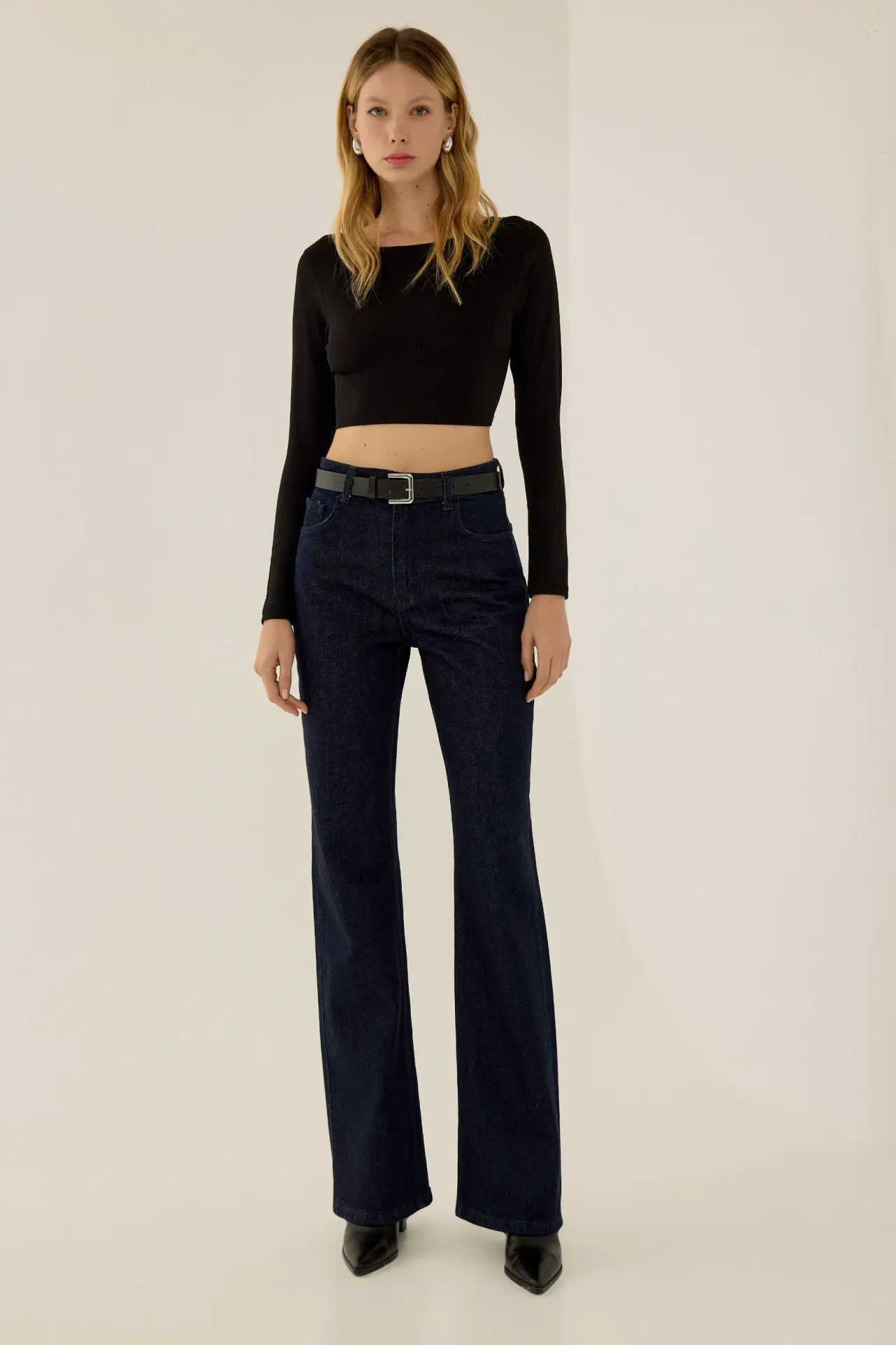 High Waist Straight Fit Denim Jeans