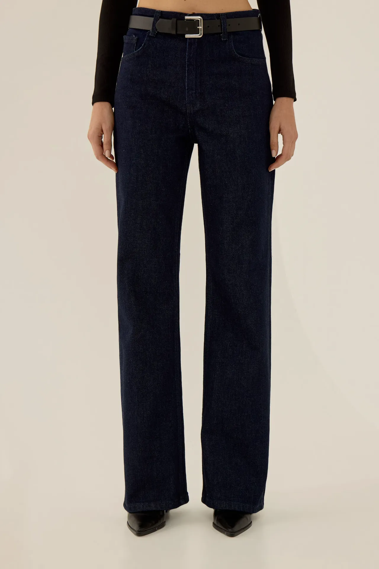 High Waist Straight Fit Denim Jeans