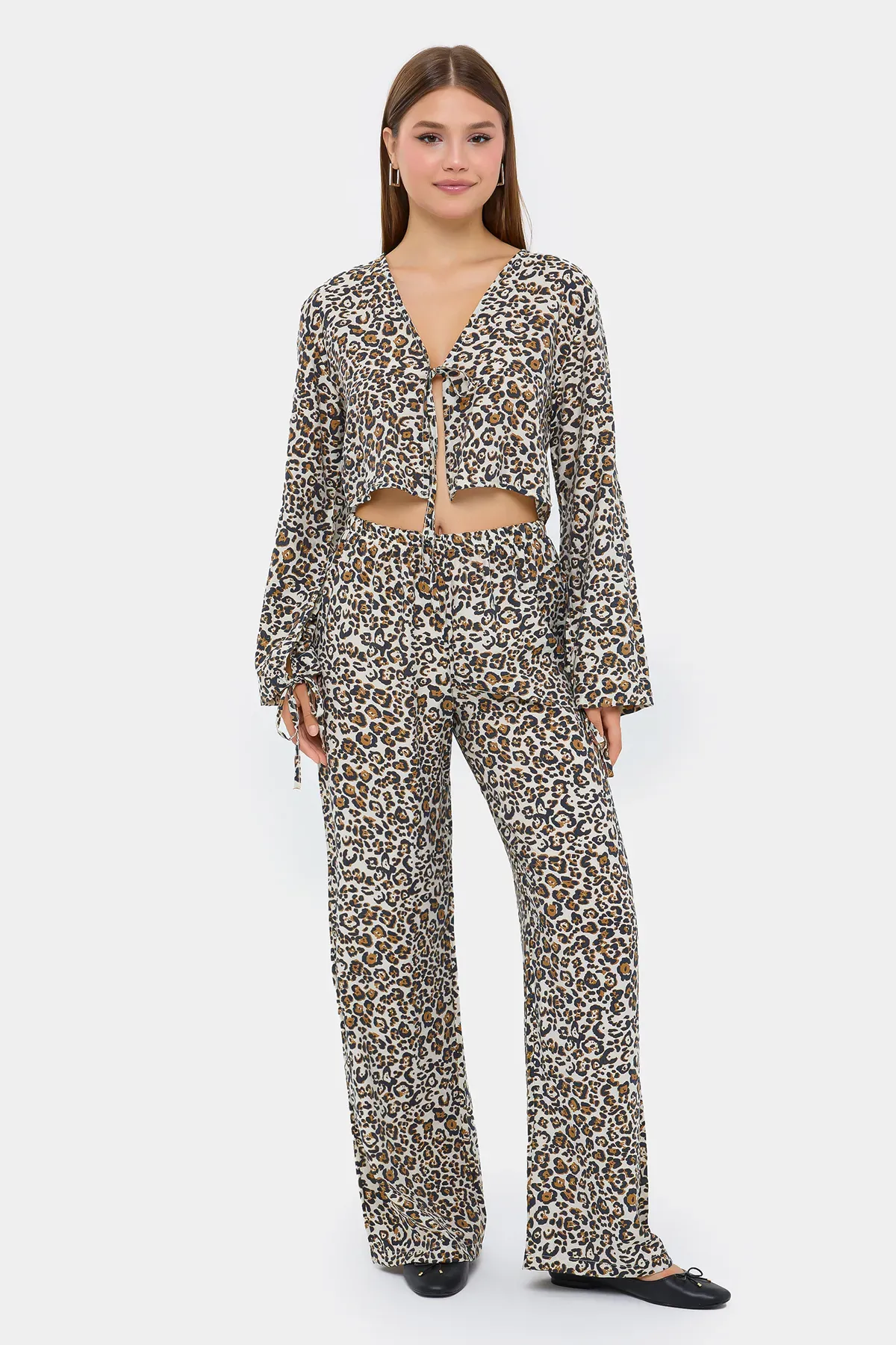 Animal Print V-Neck High Waist Co-ord Set 1