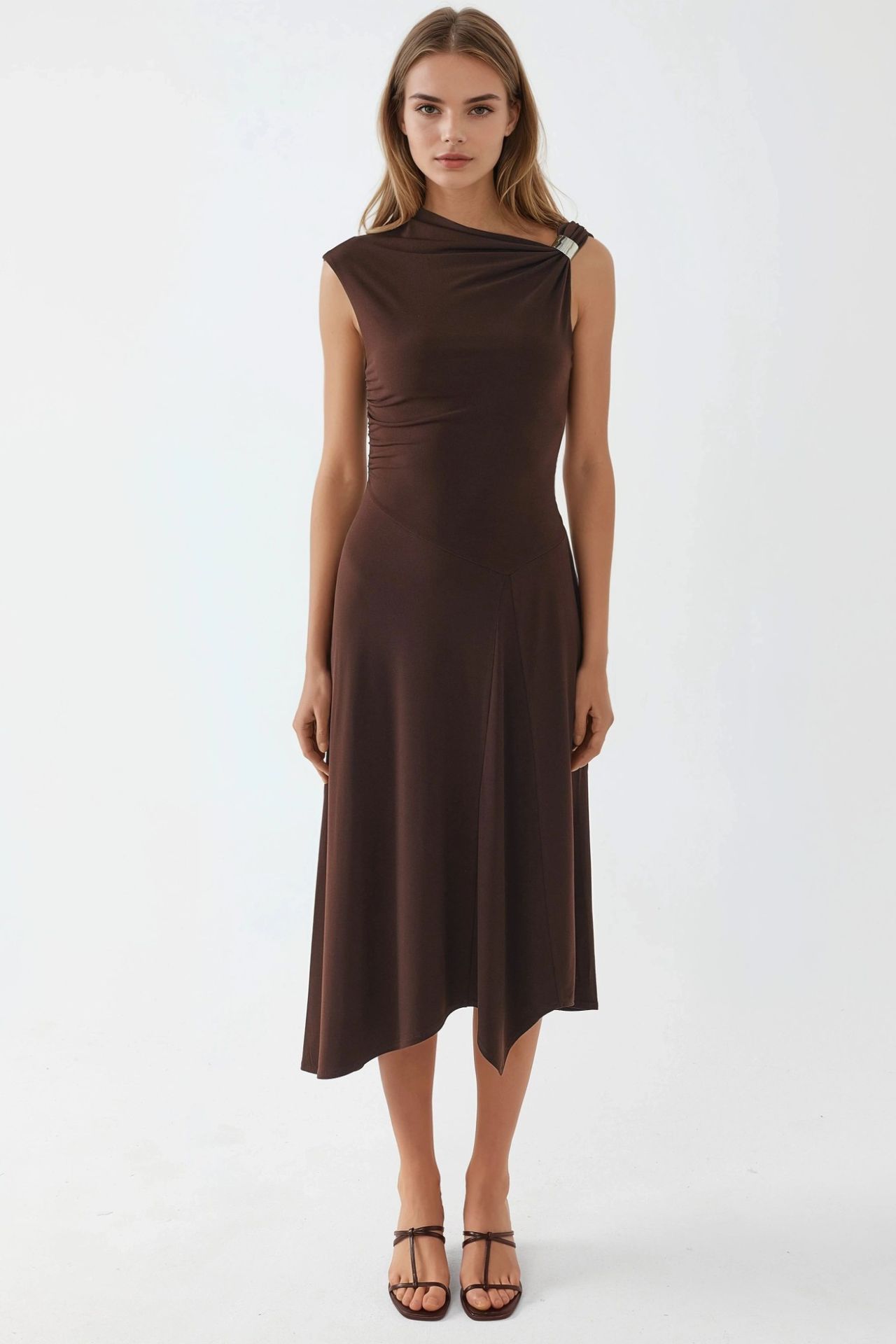 BUSEM Accessory Detailed Asymmetrical Midi Dress 5