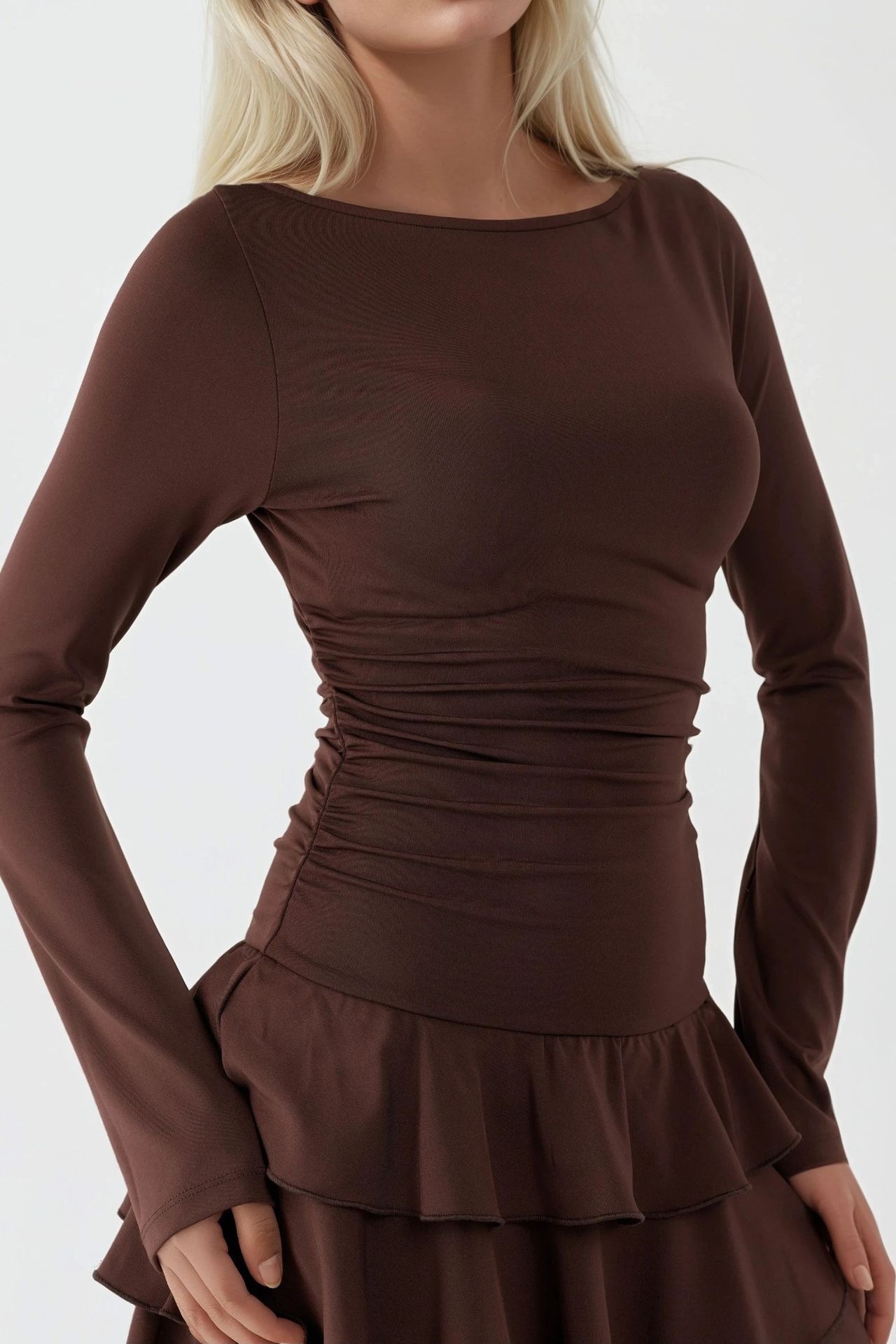 Frilly Crew Neck Mini Dress 6