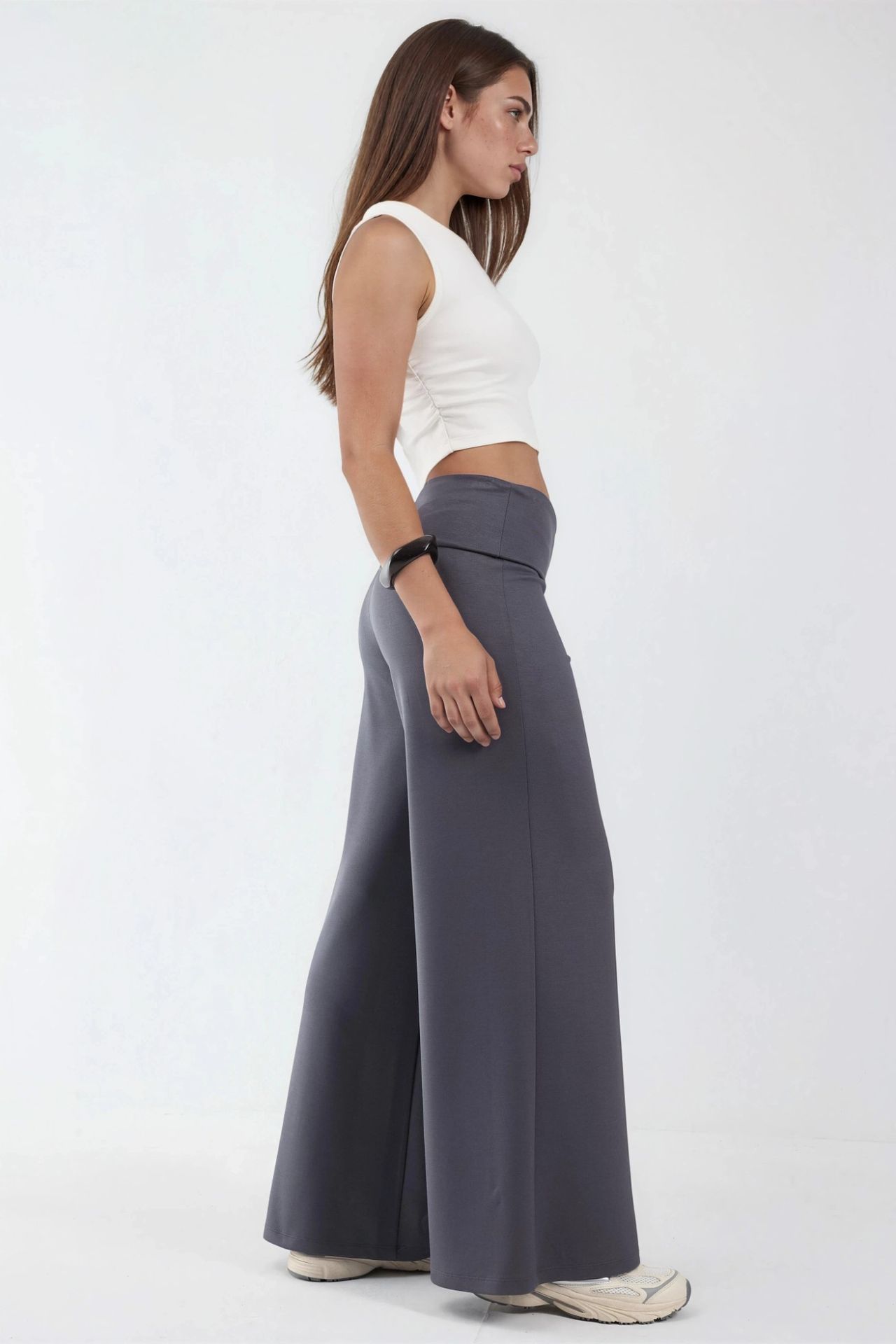 Modal Touch Folded Waist Palazzo Pants 6