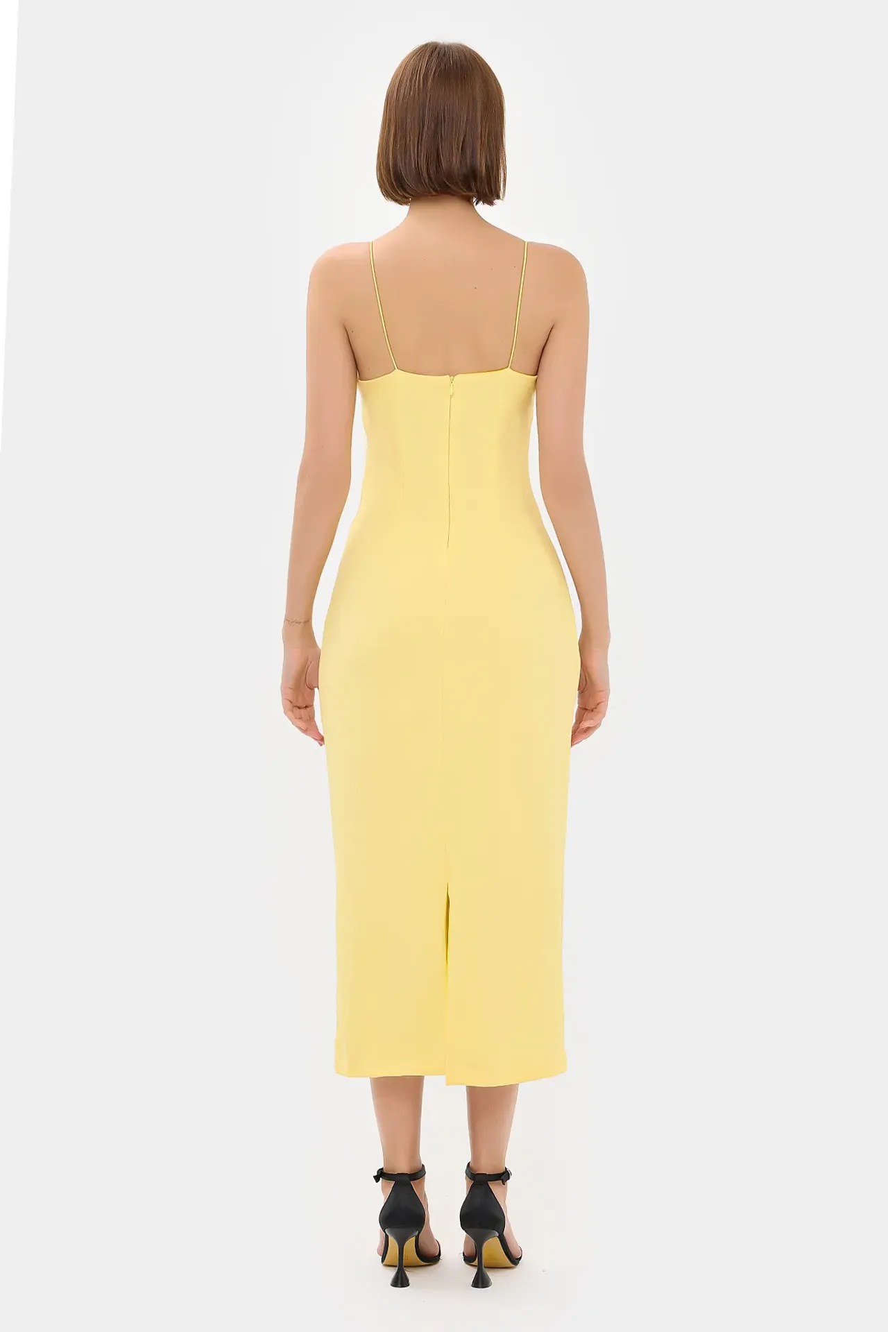 Solid Spaghetti-Strap Midi Dress with Slit