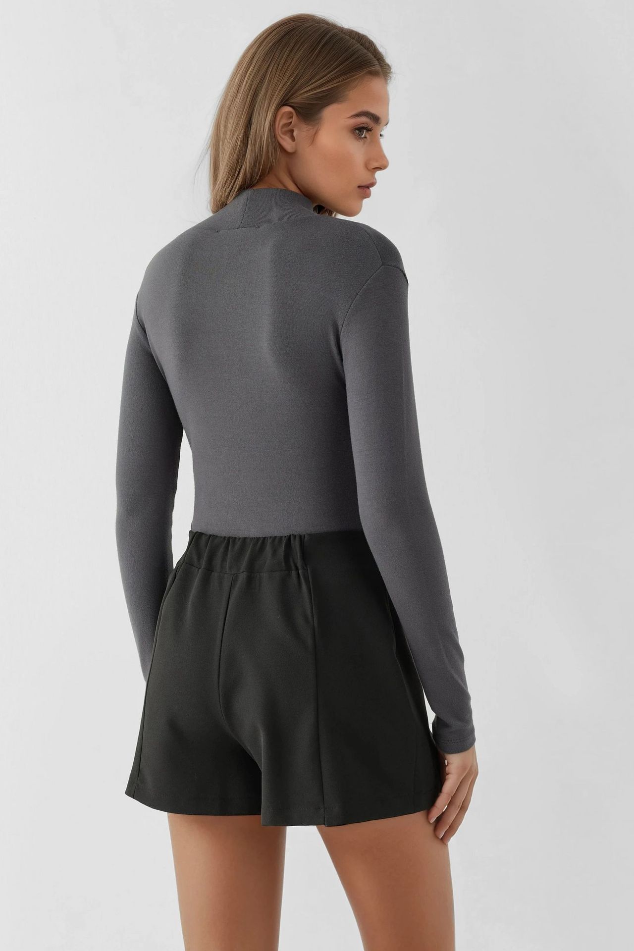 High Waist Mini Skorts with Double Slits 3