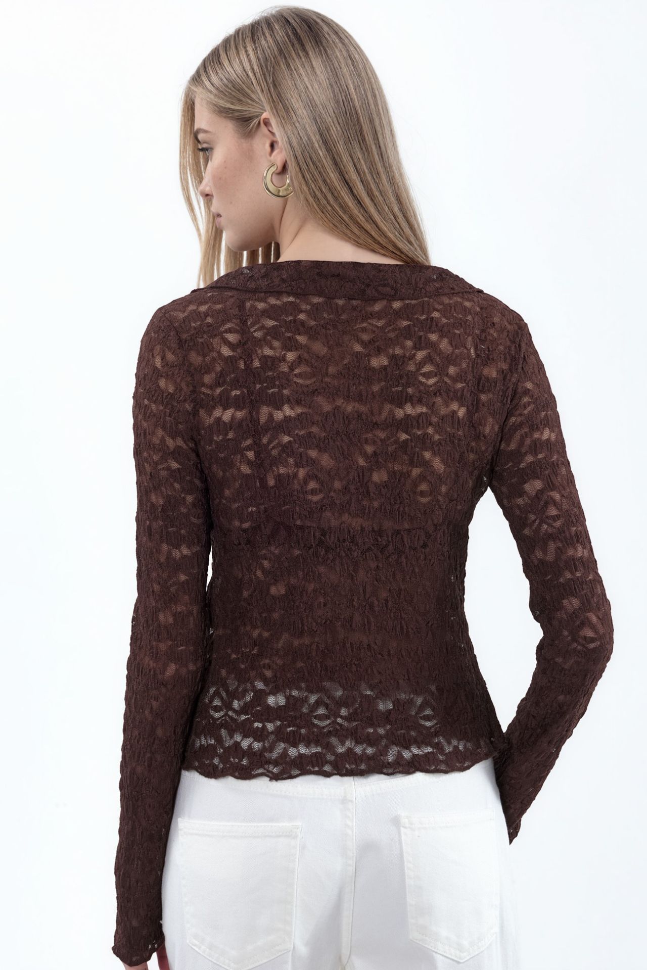 BUSEM Women’s lace woven jacket with tie front 3