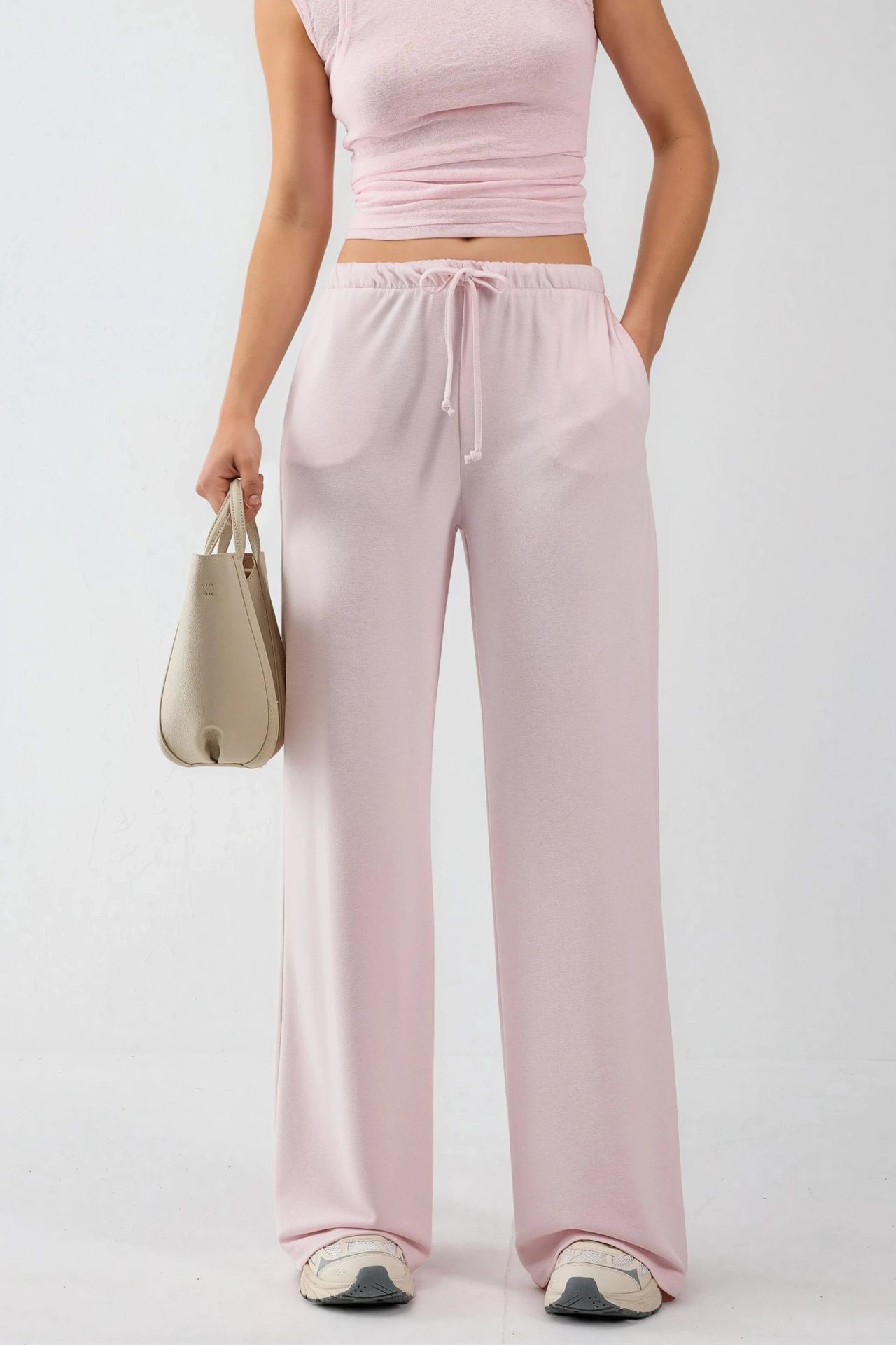 BUSEM Wide Leg Drawstring Waist Sweatpants 2