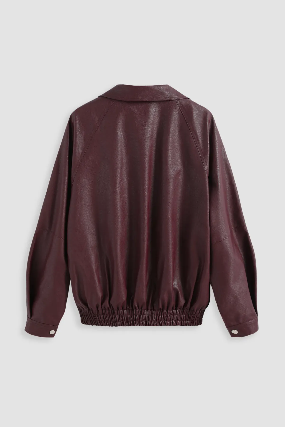 Oversized Faux Leather Snap-Front Jacket 4