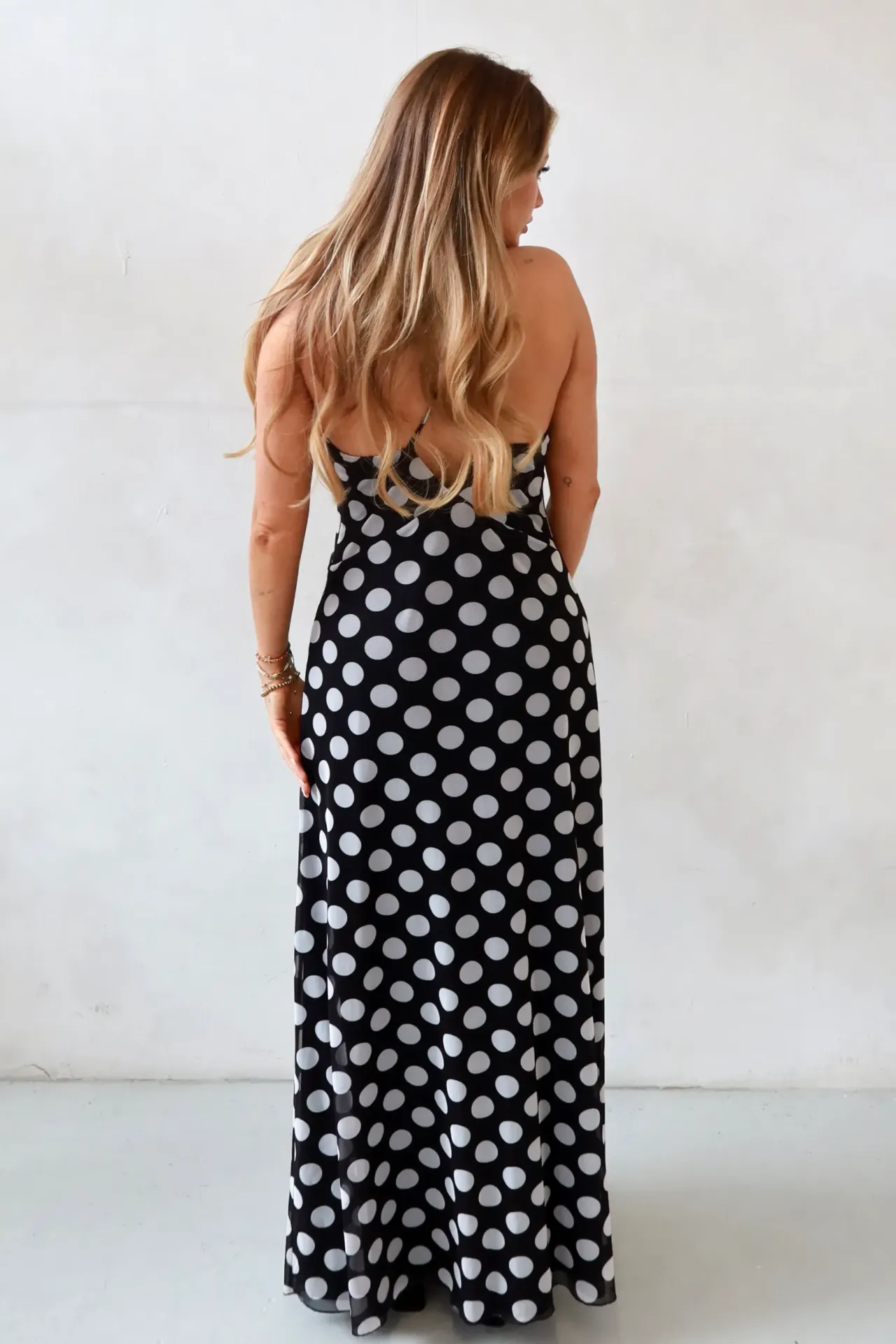 Audrey Polka V-Neck Maxi Dress