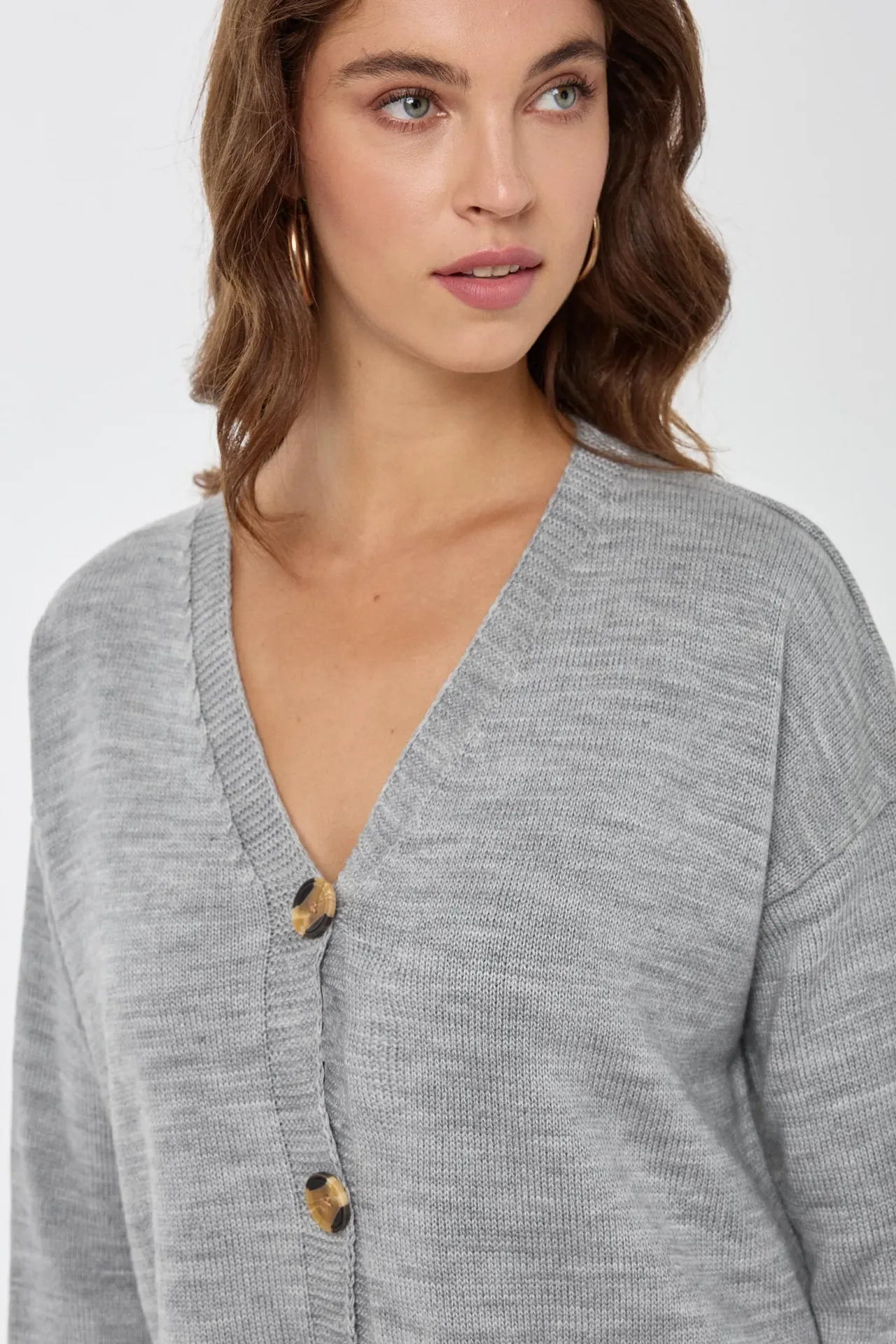 Relaxed Fit V-Neck Knit Cardigan