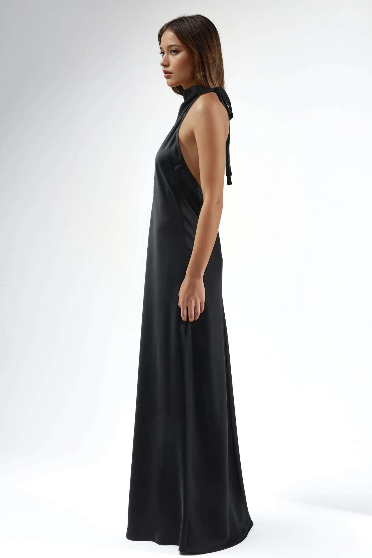 Halter Neck Satin Maxi Dress 5