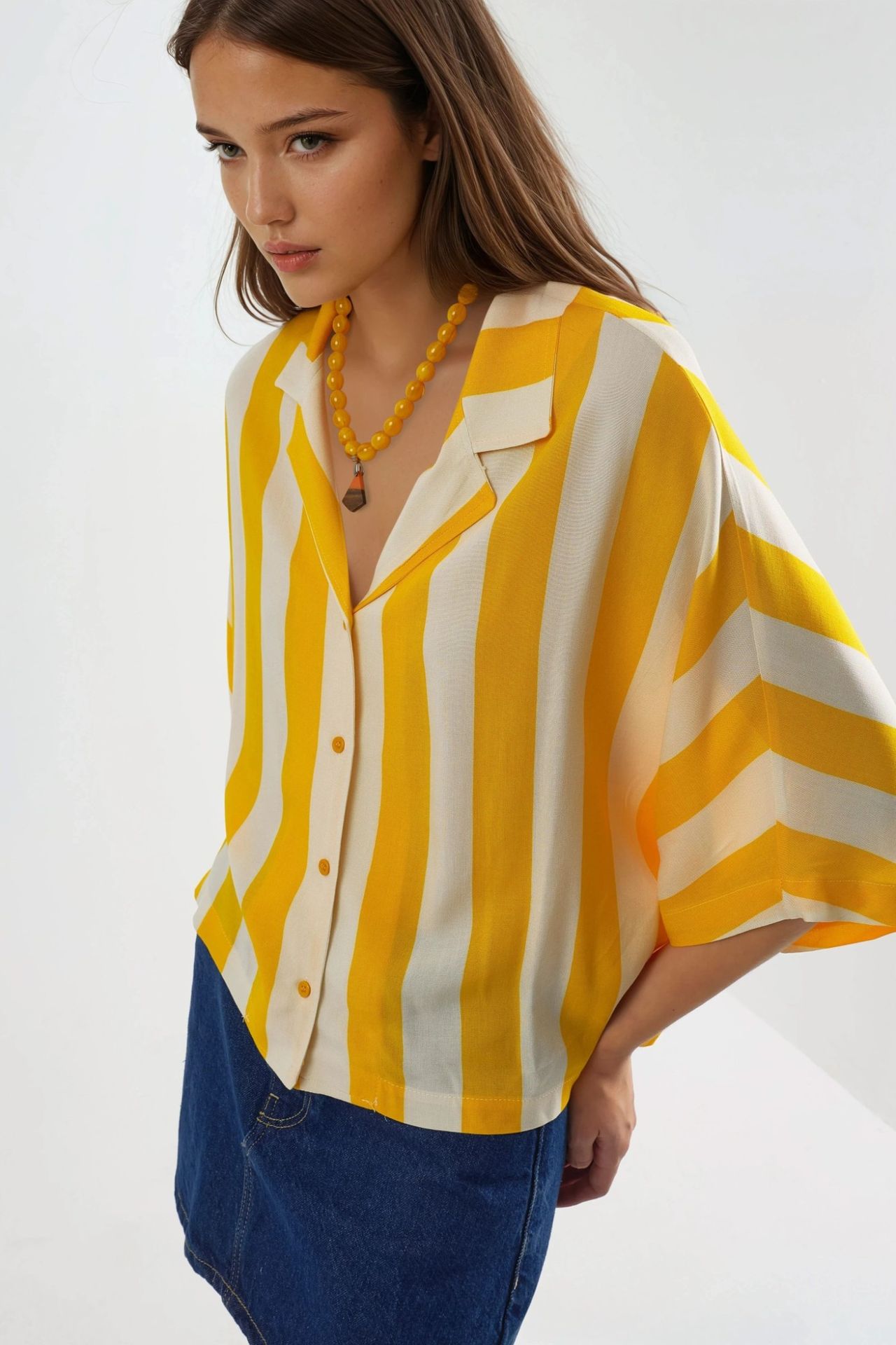 BUSEM Relaxed Fit Striped Button-Up Shirt 2